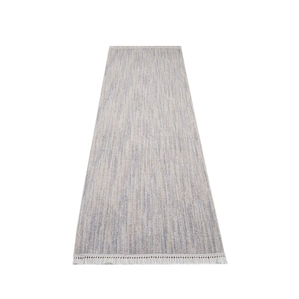 Carpet City Teppich »CLASICO 0052«, rechteckig, 11 mm Höhe, Läufer, Kurzflor, Hochtief-Muster, Boho, Fransen, Wohnzimmer