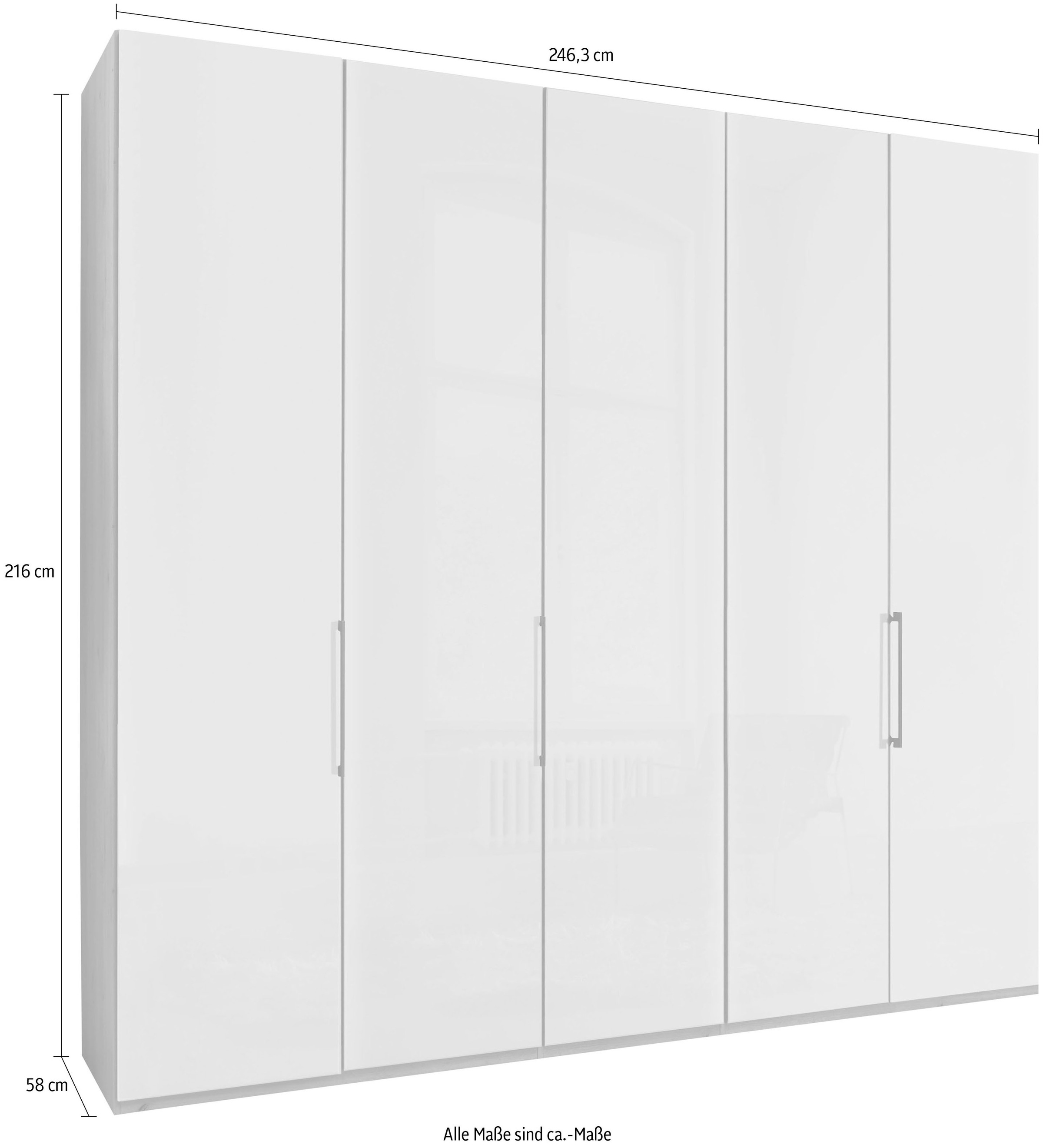 WIEMANN Drehtürenschrank »Monaco, Kleiderschrank, Schrank, Wäscheschrank, mit edler Glasfront«, (2 Breiten, 2 Höhen 216/236 cm auswählbar, MADE IN GERMANY), hochwertigen Beschläge inkl. Türdämpfung, variable Inneneinteilung
