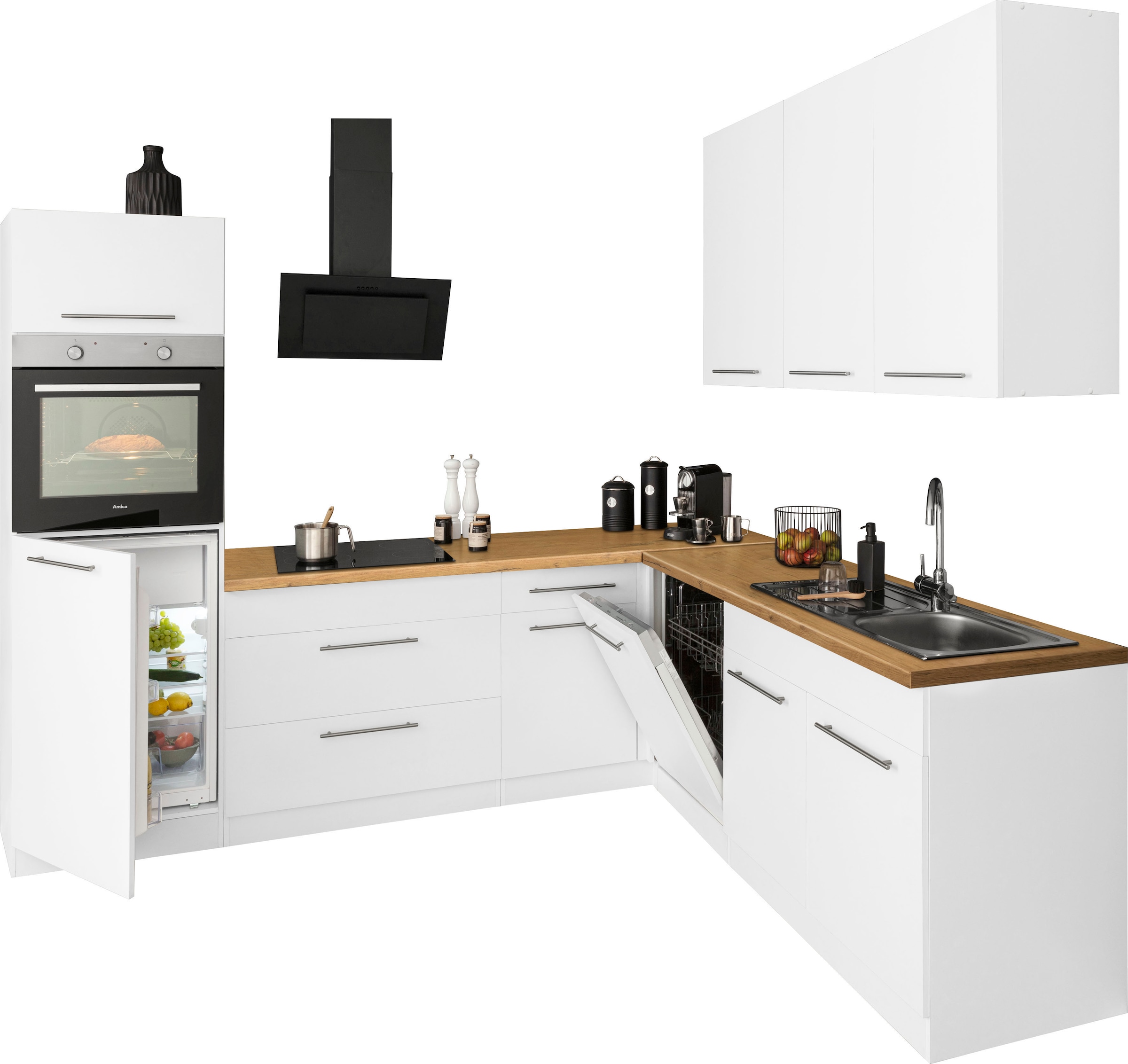 wiho Küchen Winkelküche »Unna«, mit E-Geräten, Stellbreite 260 x 220 cm auf  Raten bestellen