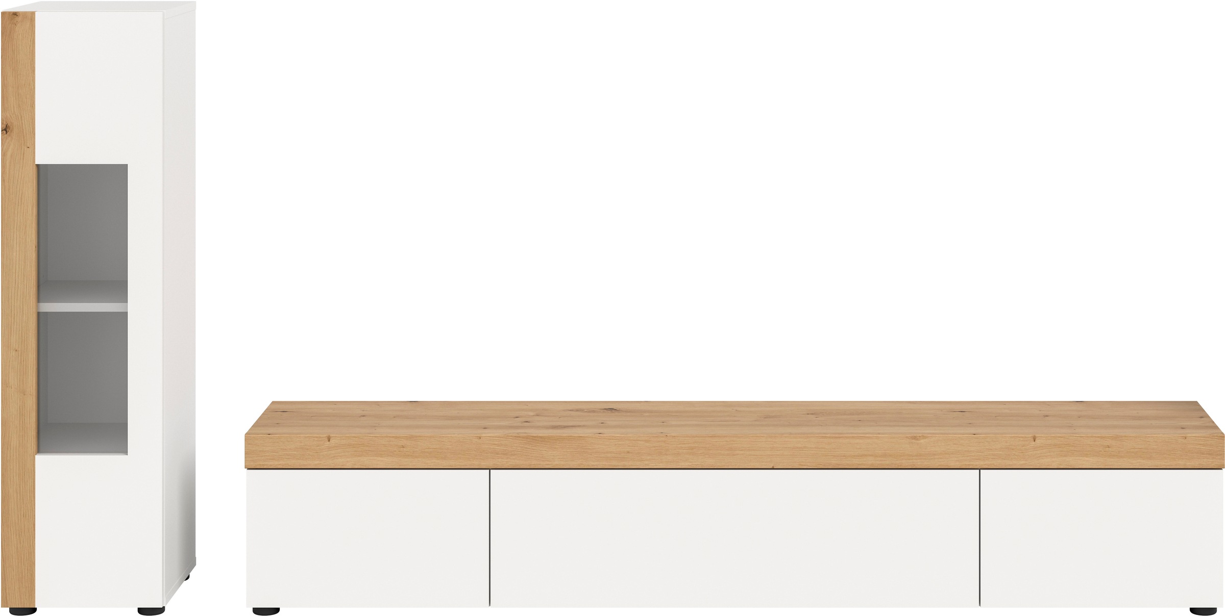 INOSIGN Wohnwand »Svala, Breite 180 cm, Wohnkombination«, (Set, 2 St.), stehend u. hängend montierbar,Vitrinenschrank, Lowboard