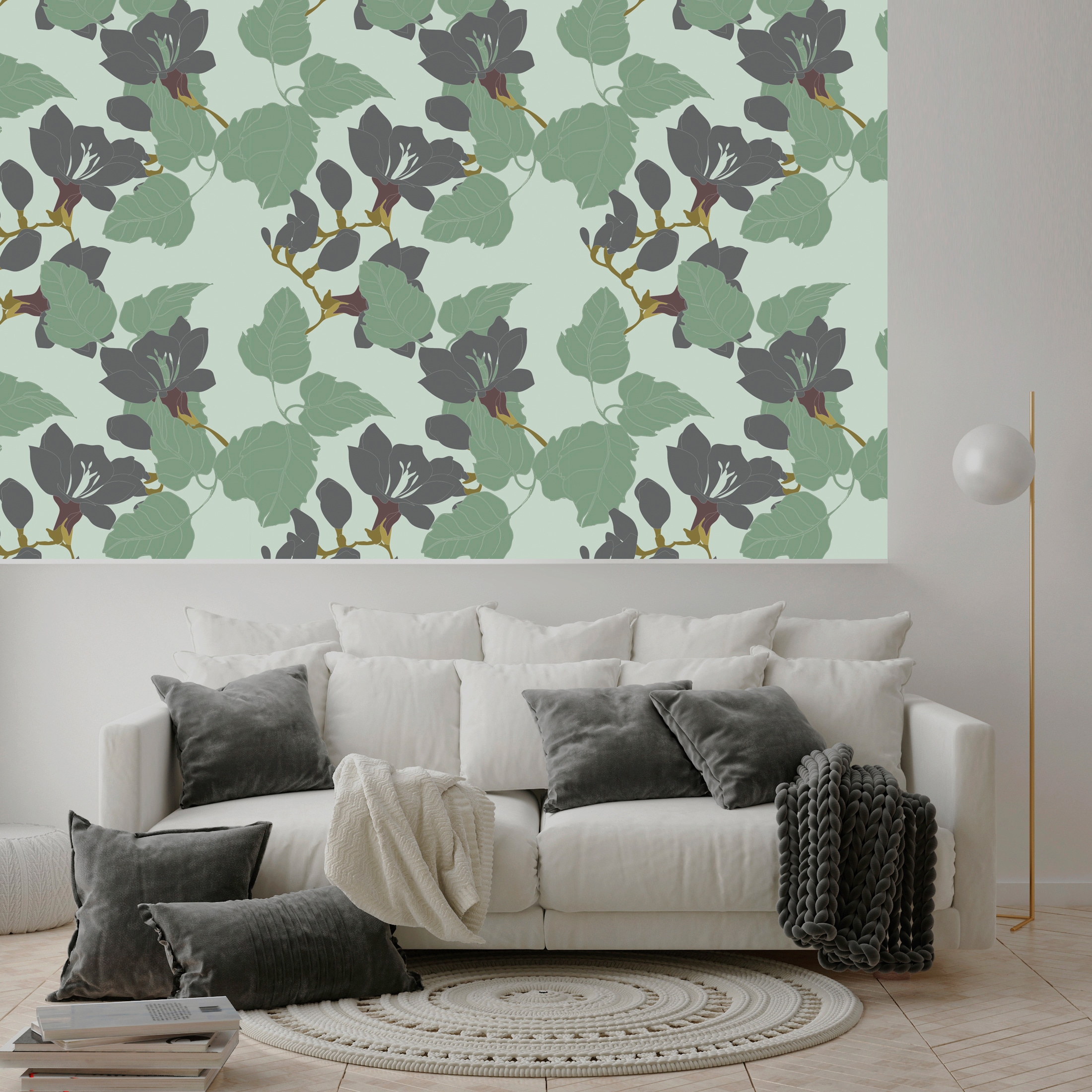 queence Vinyltapete »Robin«, bedruckt-Motiv-botanisch-floral-gemustert-natürlich, 90x250cm, selbstklebend, kinderleichte Anbringung, Sticker