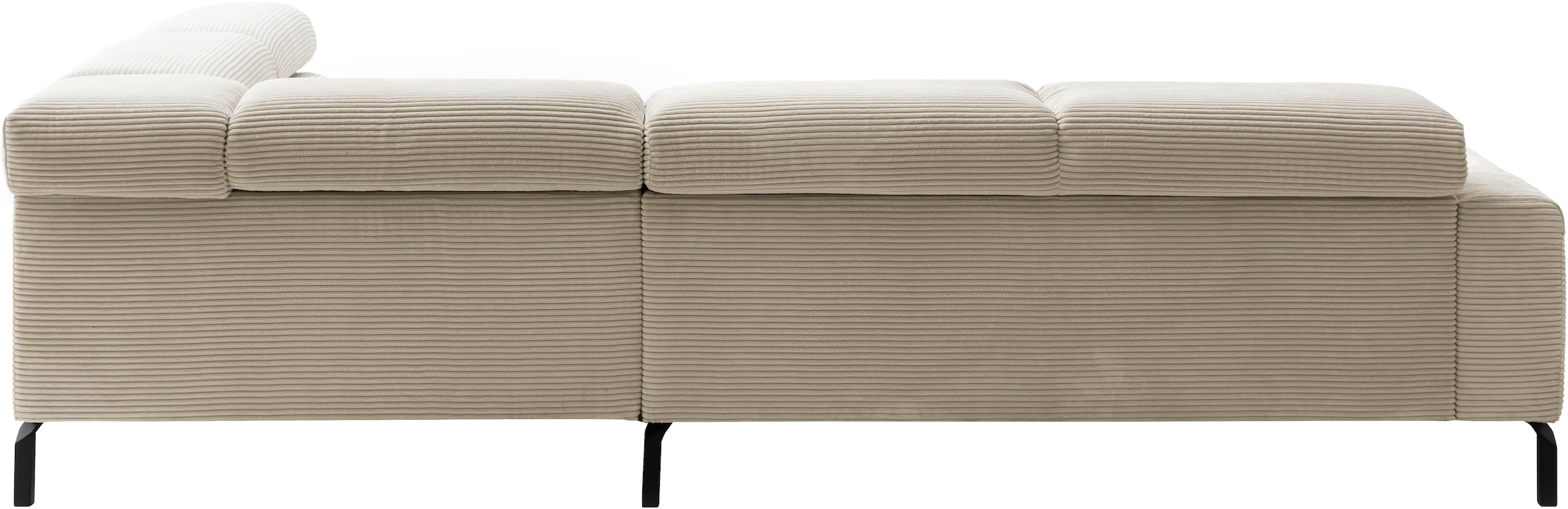 Places of Style Ecksofa »Antonelli, L-Form, inkl. Kopfteilverstellung, Breite 276 cm«, mit elektrischer Sitztiefenverstellung, in Cord, natur