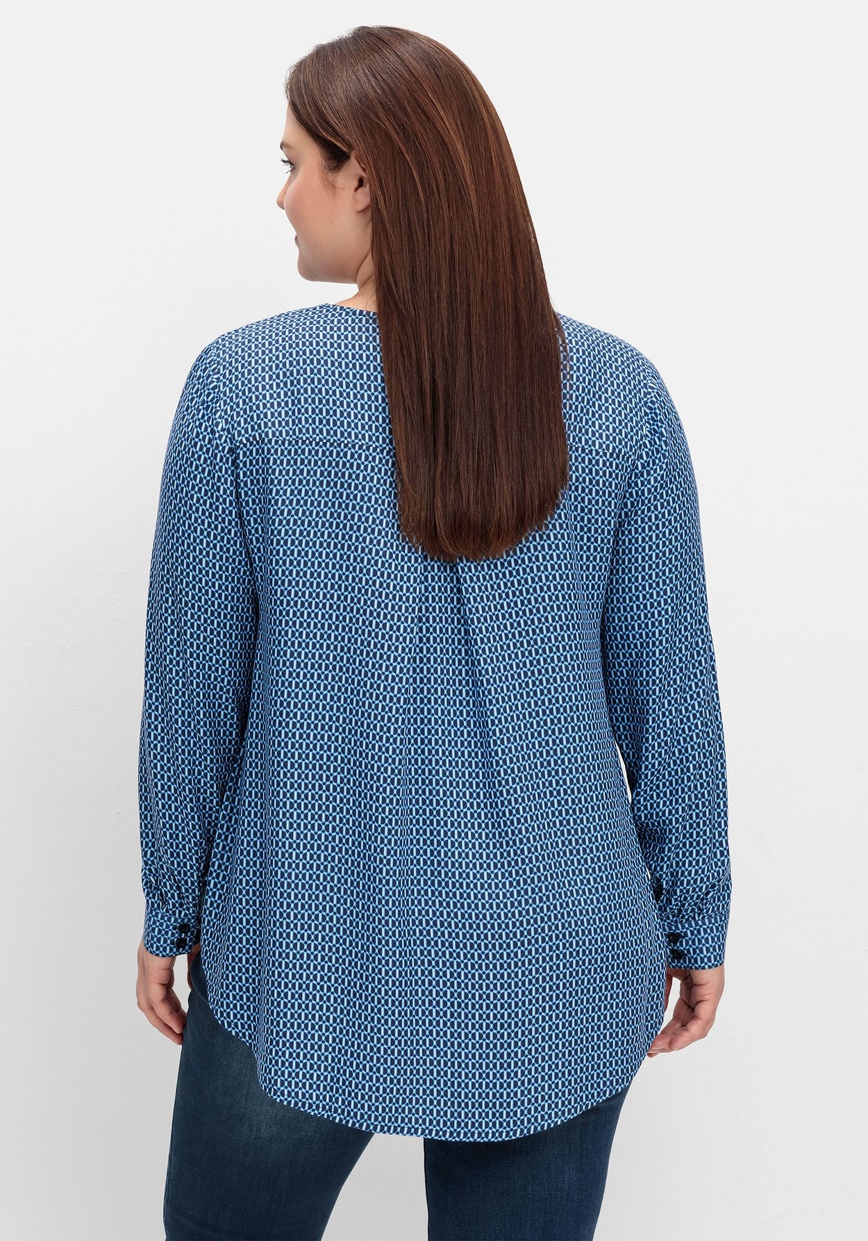 Sheego Hemdbluse »Bluse mit Minimalprint und verdeckter Knopfleiste«