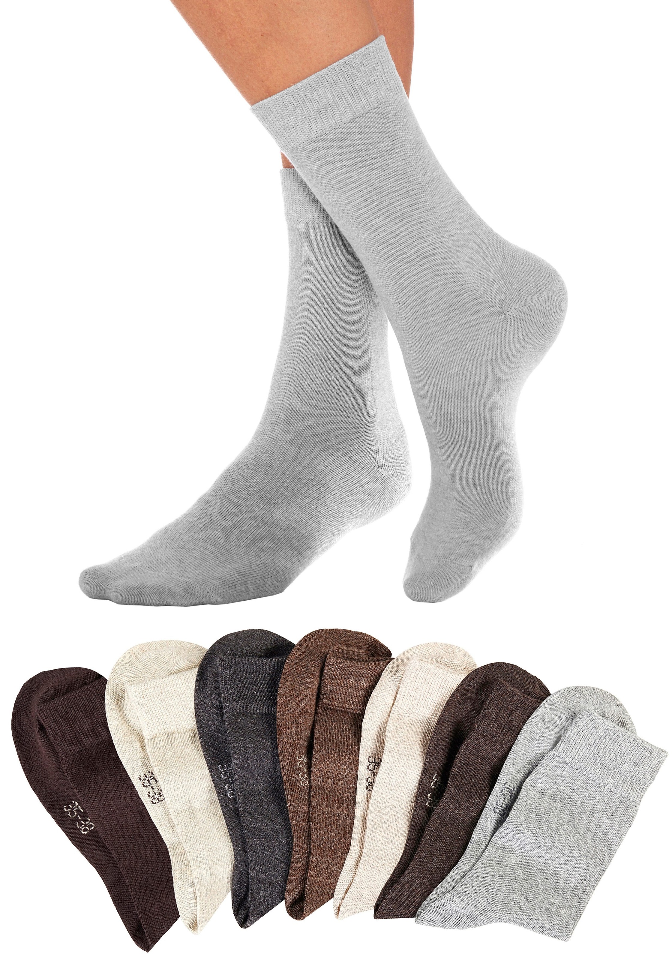 Lavana Basicsocken, (Packung, 7 Paar), mit druckfreiem Bündchen