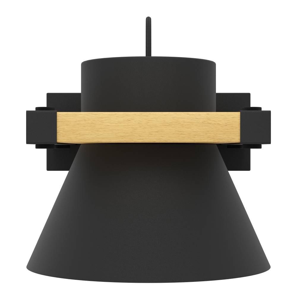 EGLO Wandleuchte »MACCLES Wandlampe, Stahl und Holz, Wohnzimmerlampe, Flurlampe, Lampe«, 1 flammig, Leuchtmittel E27 | ohne Leuchtmittel, aus schwarzem Metall und natürlichem Holz, für Wand und Decke, E27