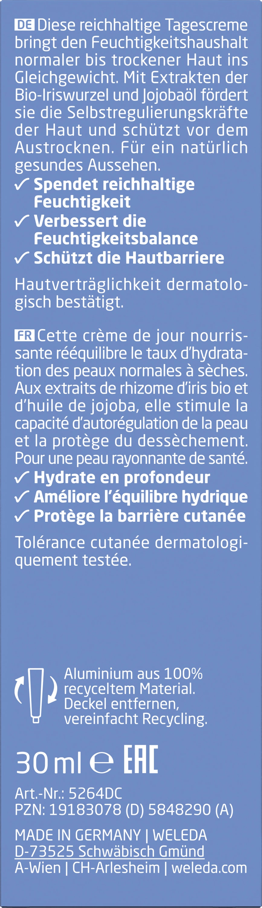 WELEDA Tagescreme »Weleda Iris Tagespflege« reguliert die Feuchtigkeitsbalance von normaler bis trockener Haut