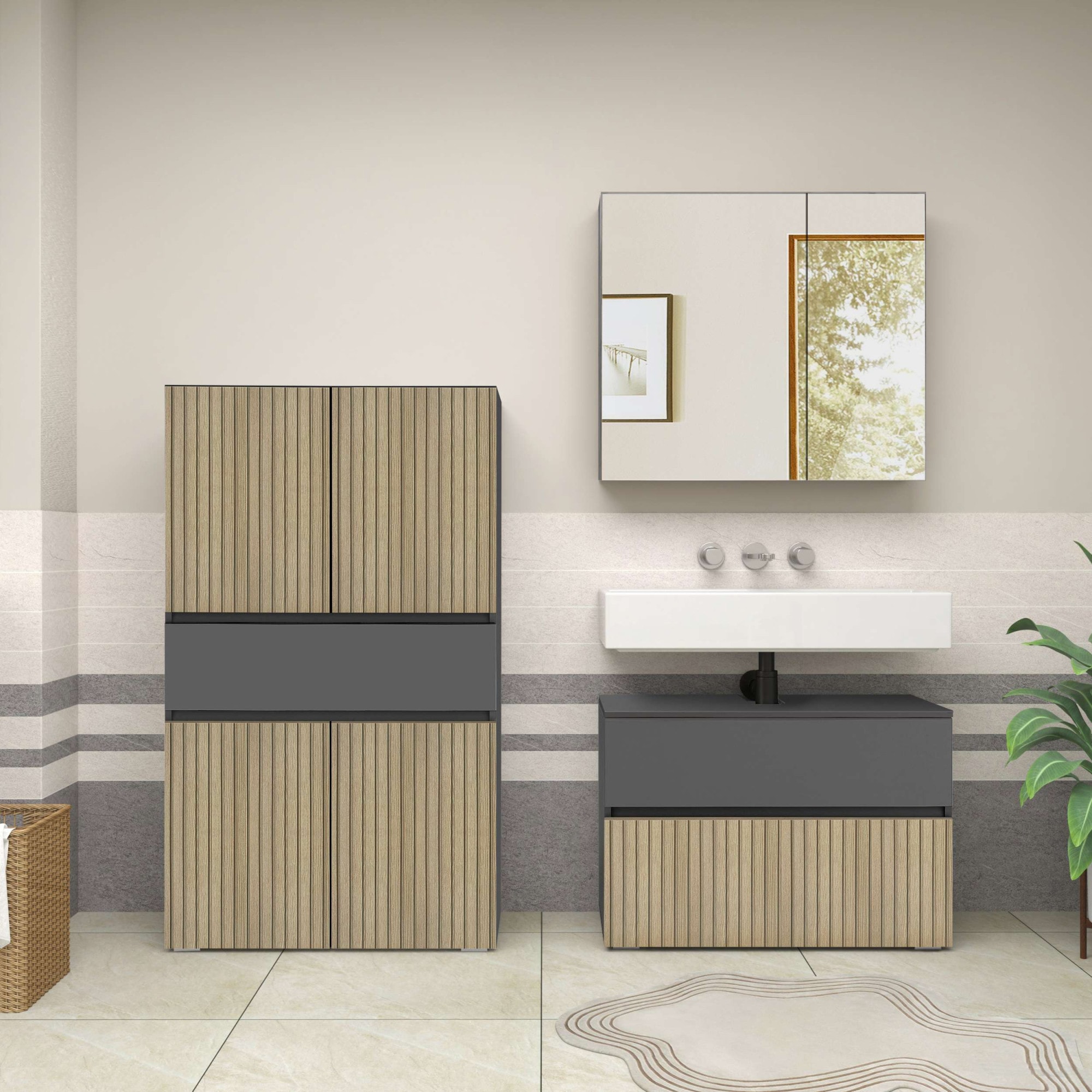 Home affaire Midischrank »Wisla« mit 4 Türen & 1 Schublade, Breite 76 cm, Höhe 130 cm