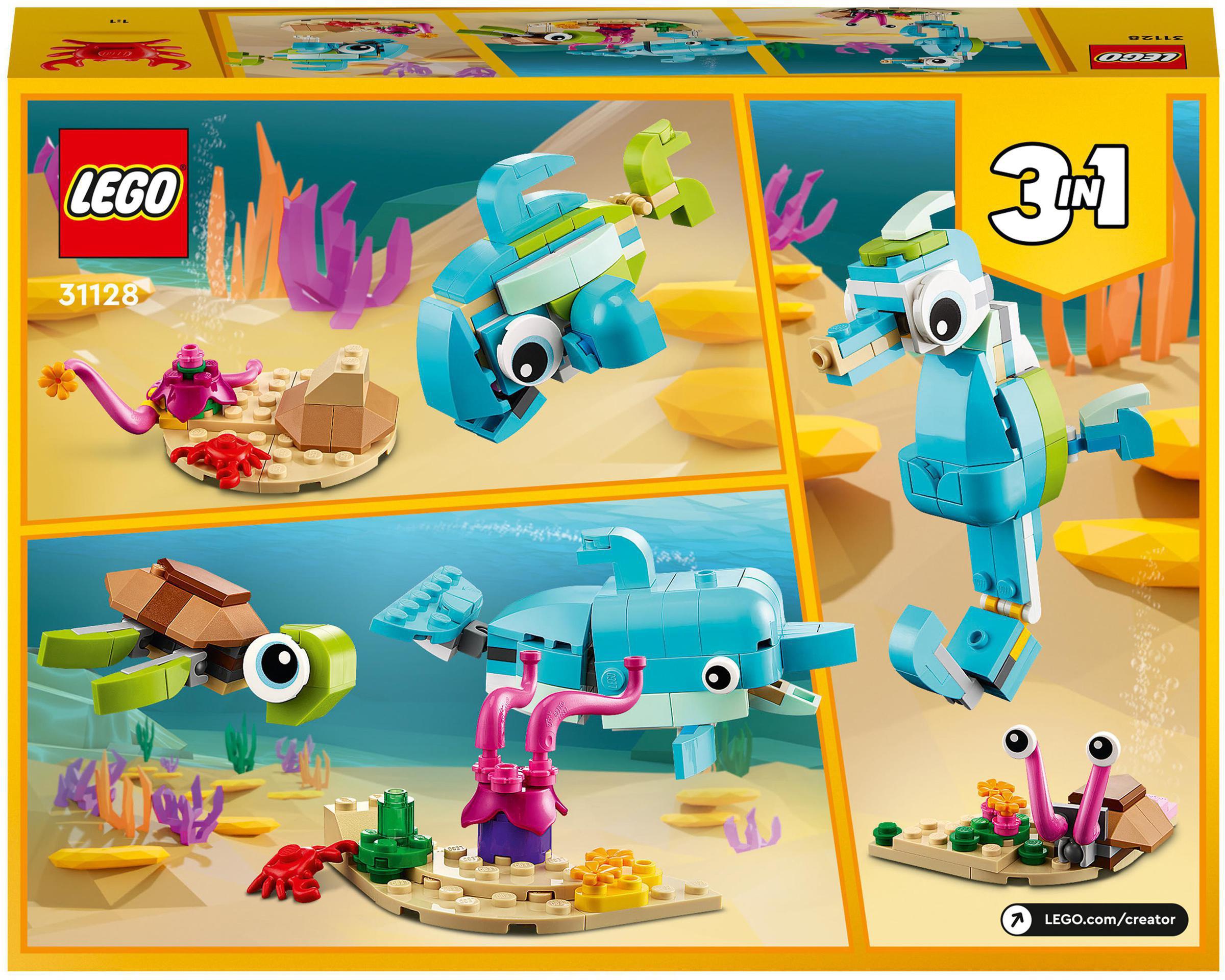LEGO® Konstruktionsspielsteine »Delfin und Schildkröte (31128), LEGO® Creator 3in1«, (137 St.), Made in Europe