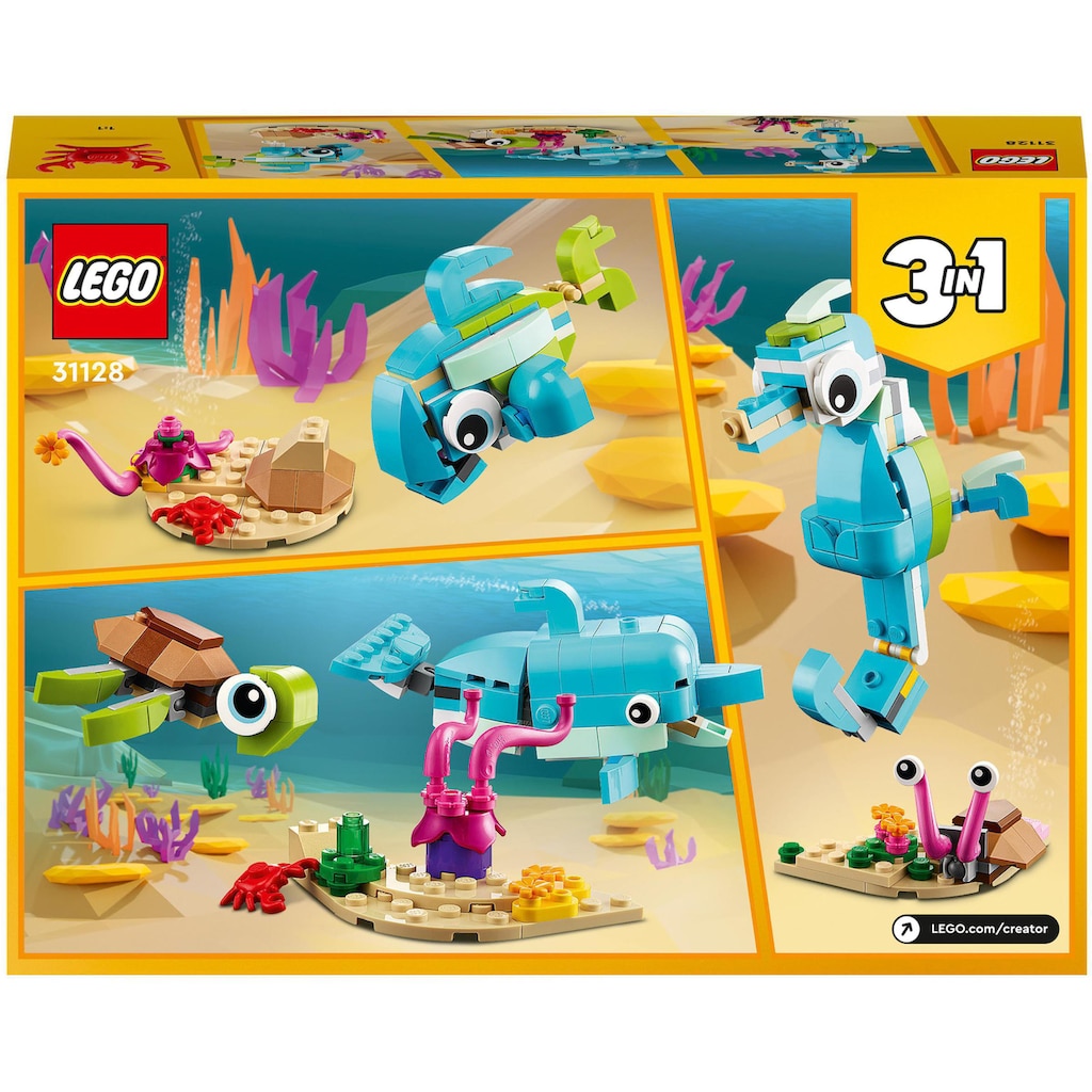 LEGO® Konstruktionsspielsteine »Delfin und Schildkröte (31128), LEGO® Creator 3in1«, (137 St.)