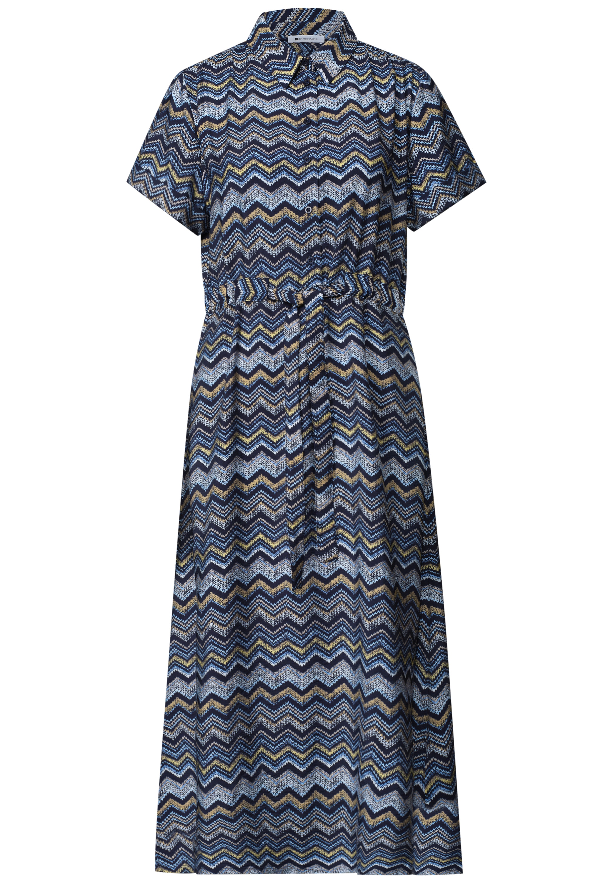 STREET ONE Midikleid Eingrifftaschen Sommerkleid mit Zick-Zack-Muster