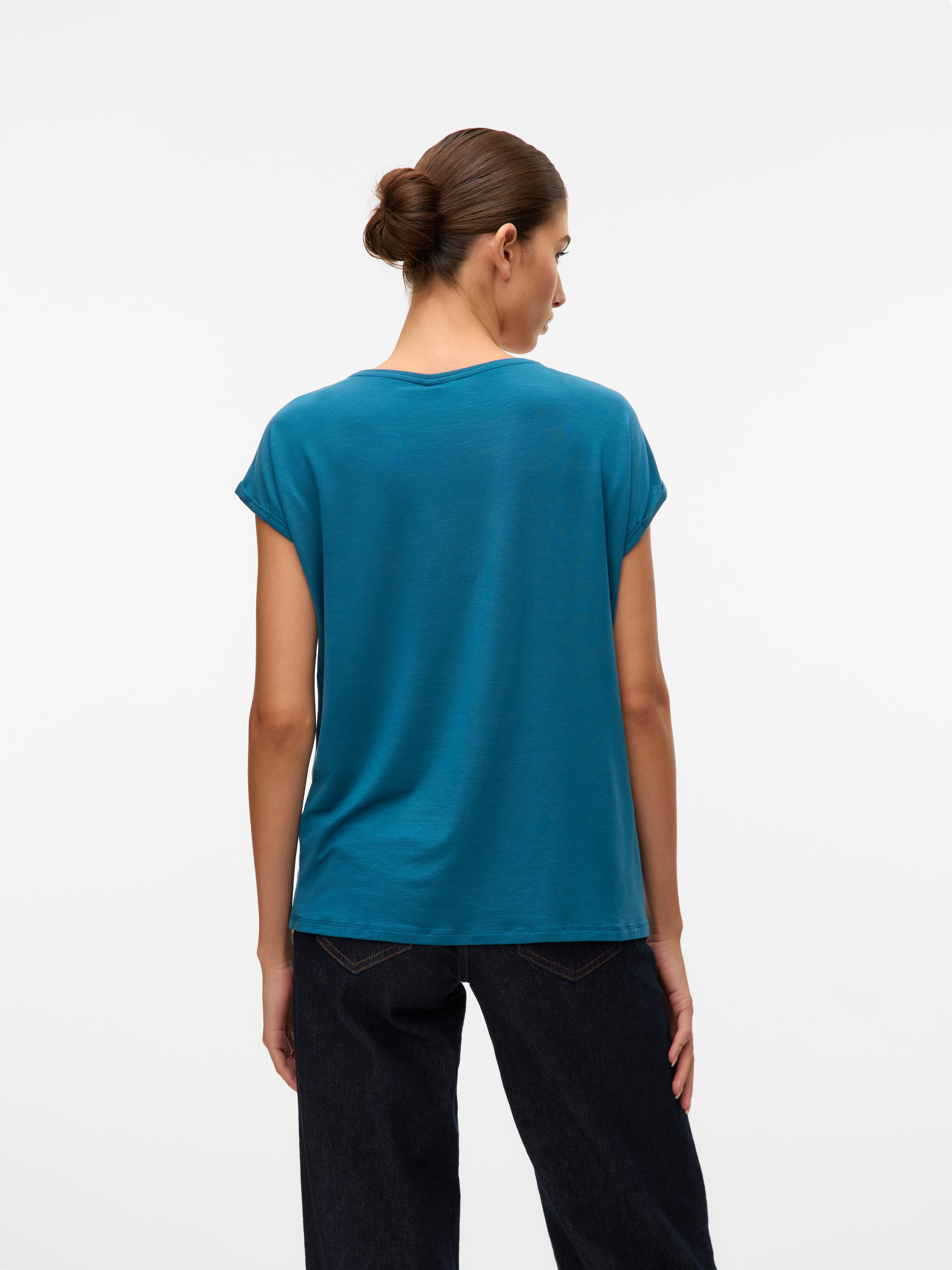 Vero Moda T-Shirt »VMAVA PLAIN SS TOP JRS NOOS« Materialmix, regular fit