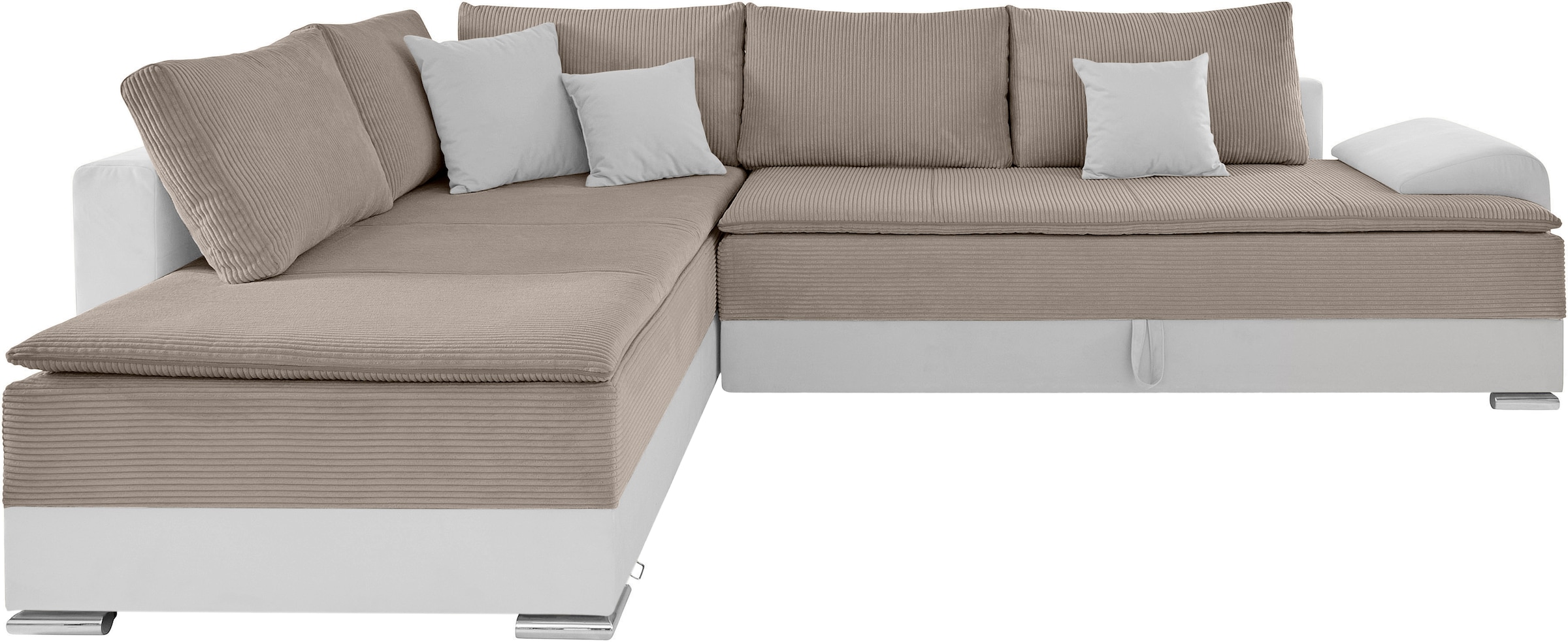 INOSIGN Ecksofa »Boxspringbett Night & Day L-Form mit Dauer-Schlaffunktion mit Armlehne«, mit Boxspring-Bettfunktion 180x200 cm und Bettkasten, Dauerschläfer!