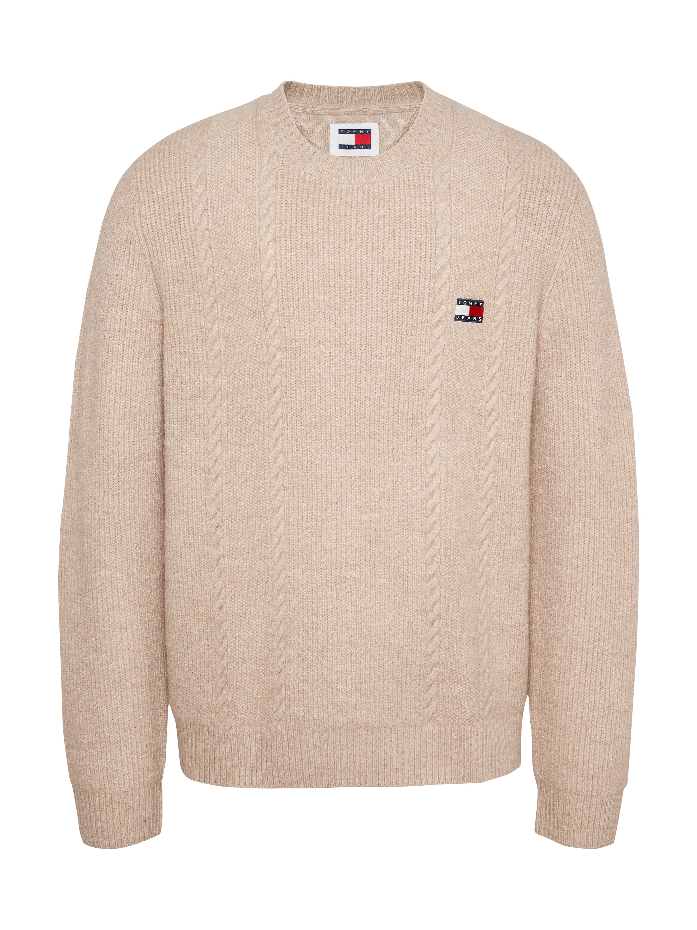 Tommy Jeans Sweatshirt »TJM SLIM CABLE KNIT CNECK«, mit bestickten Markenlogo, Strickmuster