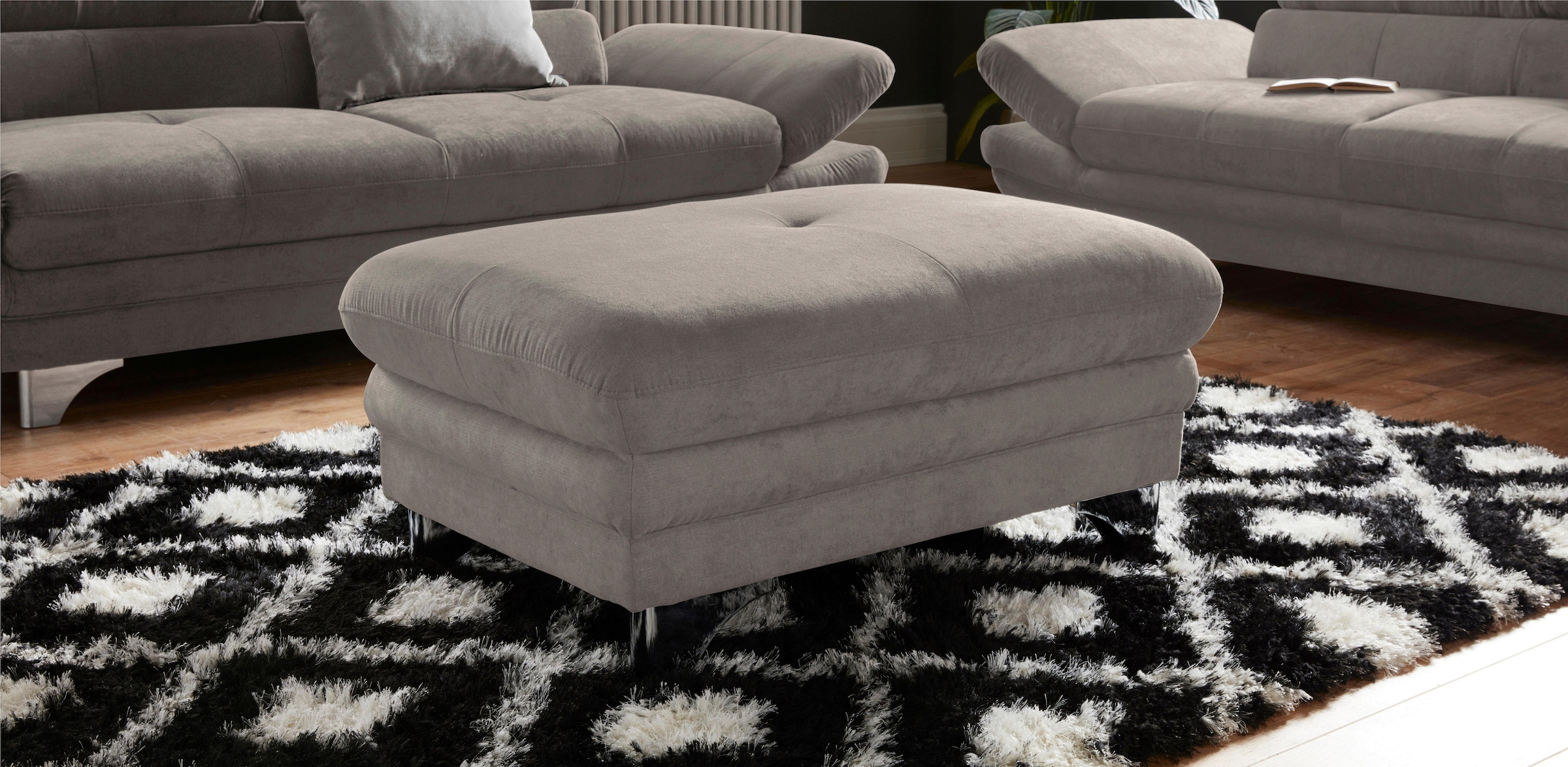 COTTA Polstergarnitur »Enterprise«, (Set), Set bestehend aus 2,5-Sitzer mit Arm- & Kopfteilverstellung & Hocker