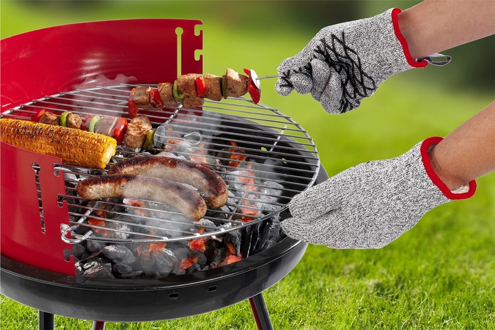 Maximex Grillhandschuhe »2in1«, (Set, 2 tlg.), Schnittschutzhandschuhe für Damen, hitzebeständige Küchenhandschuhe