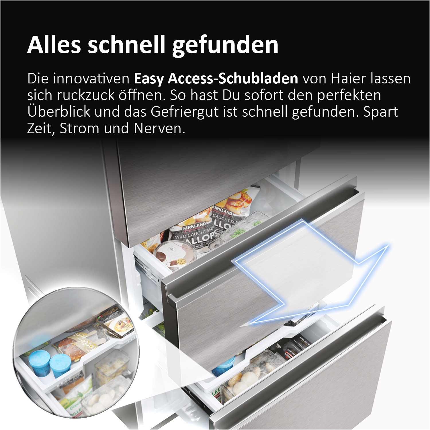 Haier Kühl-/Gefrierkombination »HTR3620CNMG« 205 cm hoch 59,5 cm breit Easy Access-Gefrierschubladen: Alles schnell gefunden
