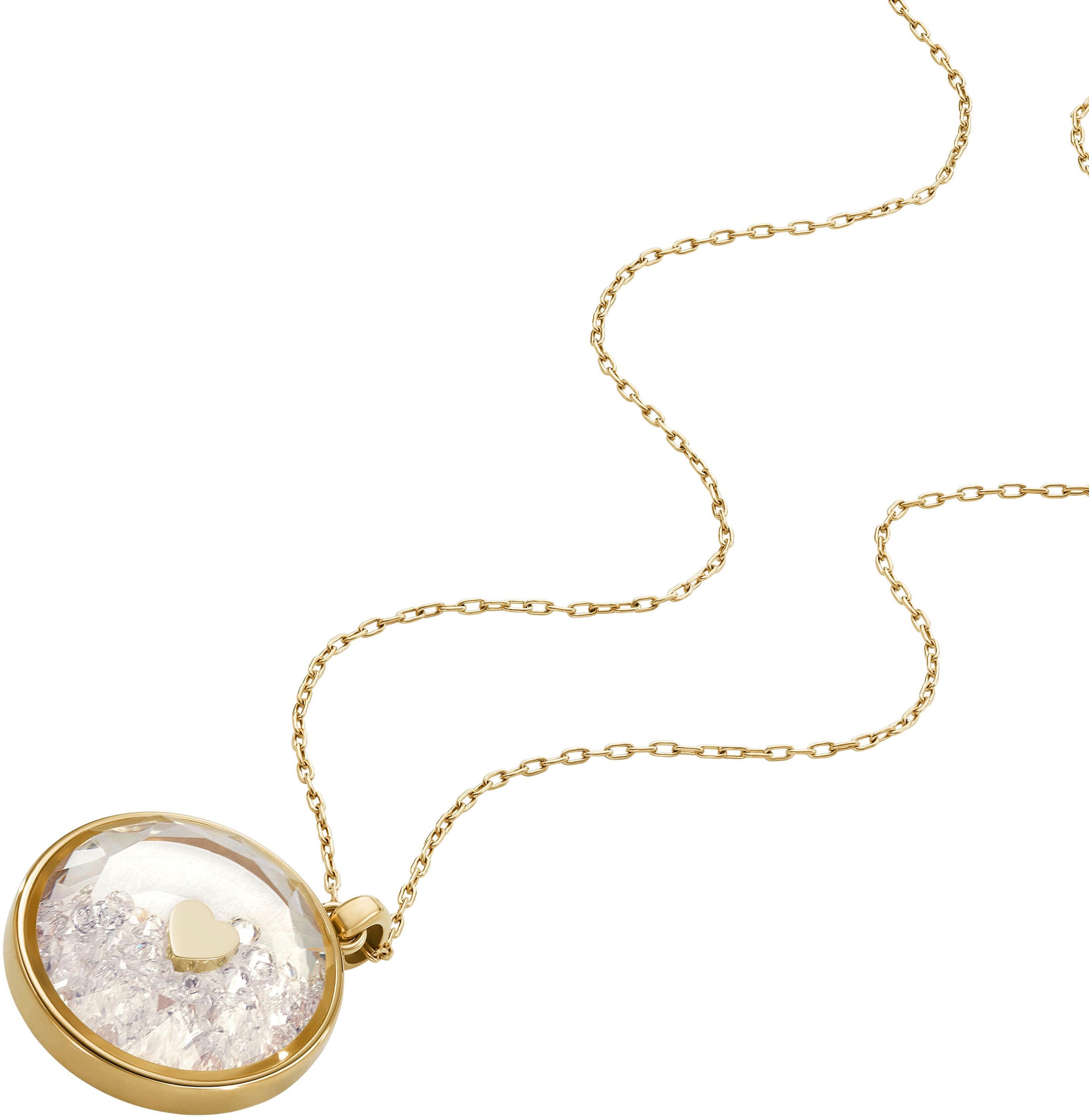 Fossil Kette mit Anhänger »Schmuck Geschenk Edelstahl Halskette Sadie Herz, JF04818710«, mit Glasstein