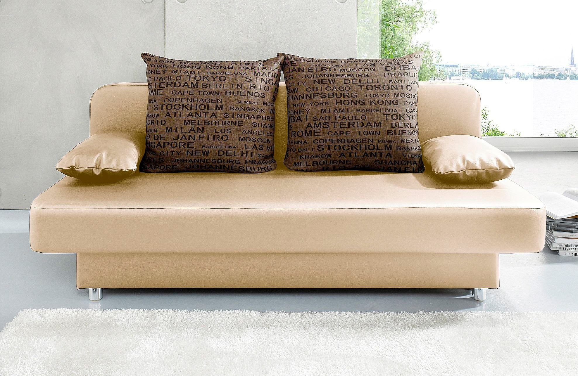 COLLECTION AB Schlafsofa »Ulla inkl. Bettfunktion und Bettkasten«, Schlafsofa,Bettfunktion,Bettkasten,inkl. Rückenkissen,Armlehnekissen