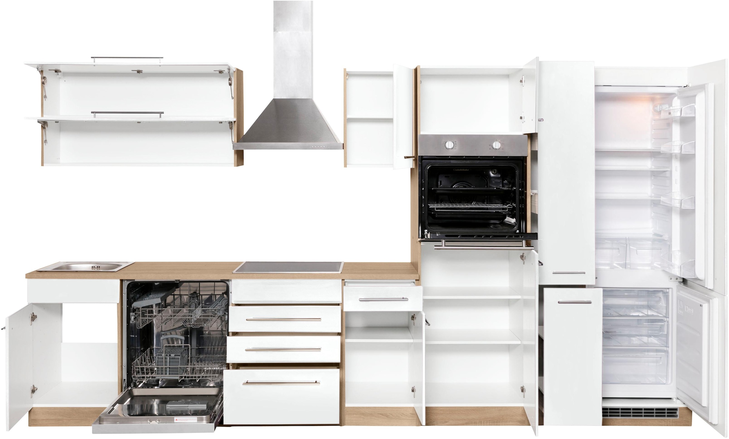 KOCHSTATION Küchenzeile »KS-Eton« mit E-Geräten, Breite 360 cm