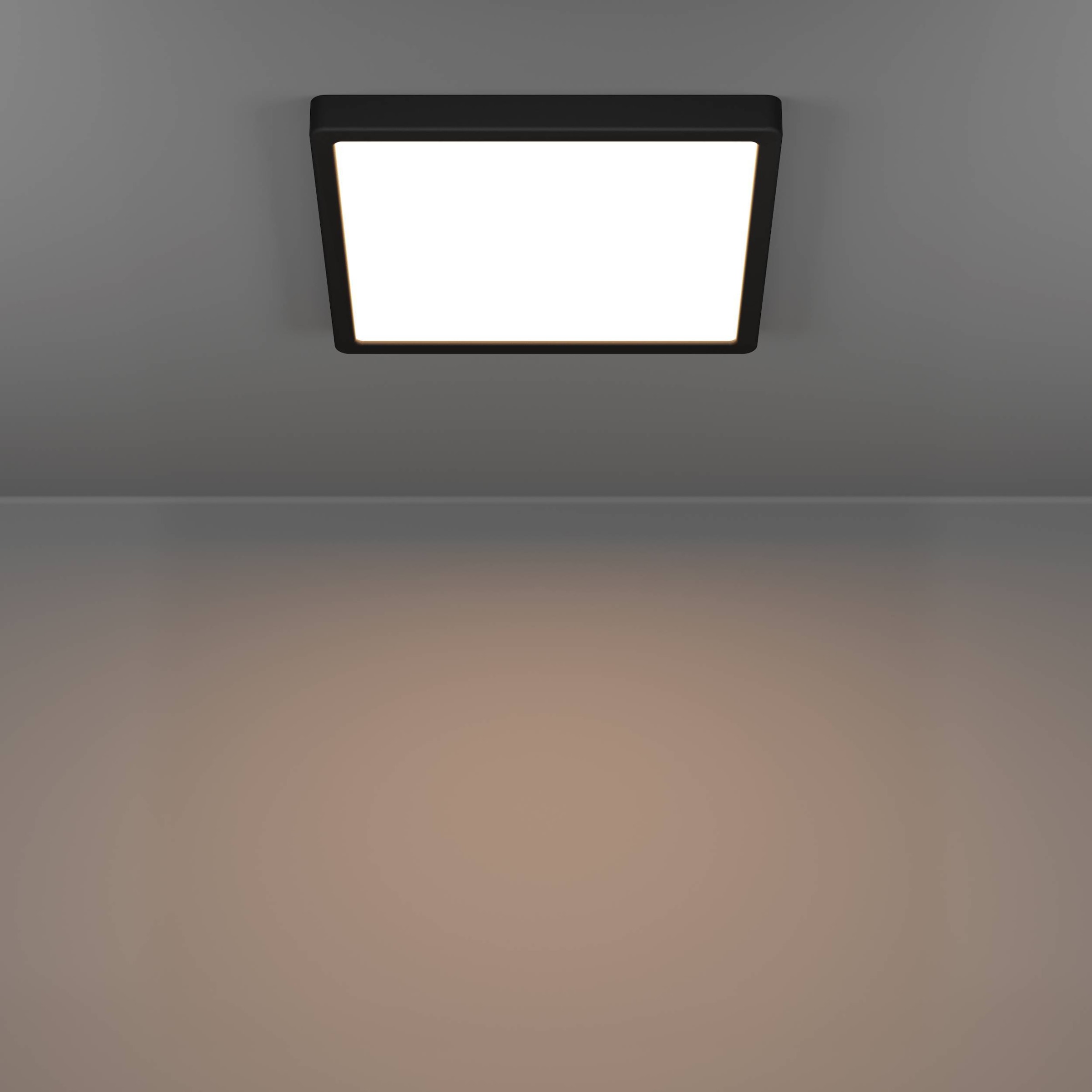 EGLO Aufbauleuchte »Fueva 6-Z Deckenlampe, ZigBee, App und Sprachsteuerung, Badlampe, IP44« LED-Modul 1 Stk. Kaltweiß | RGB Aufbauleuchte - L29,5 x B29,5 x H2,5 cm - schwarz - 13,5W inkl.