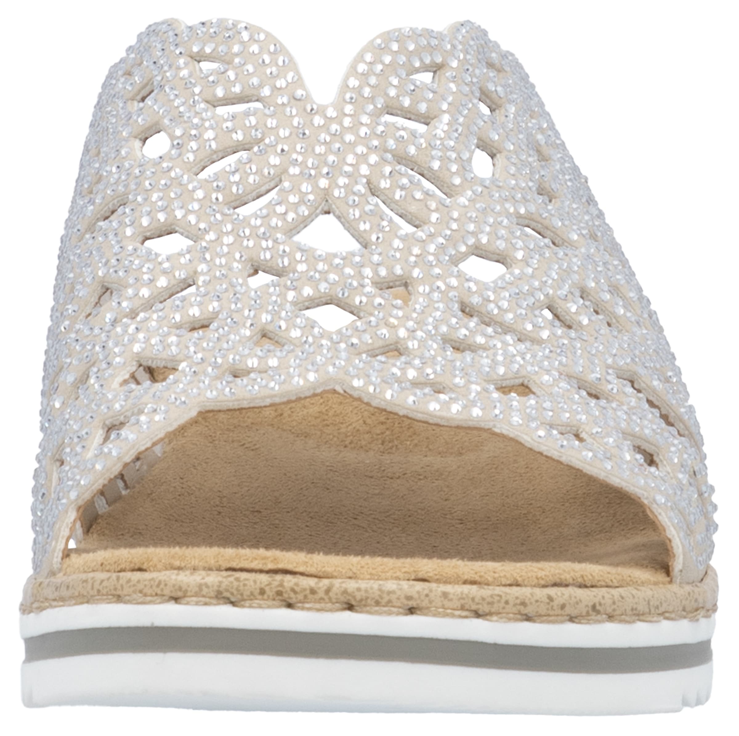 Rieker Pantolette, Sommerschuh, Strandschuh, Hausschuh, Keilabsatz, mit Strass-Steinchen
