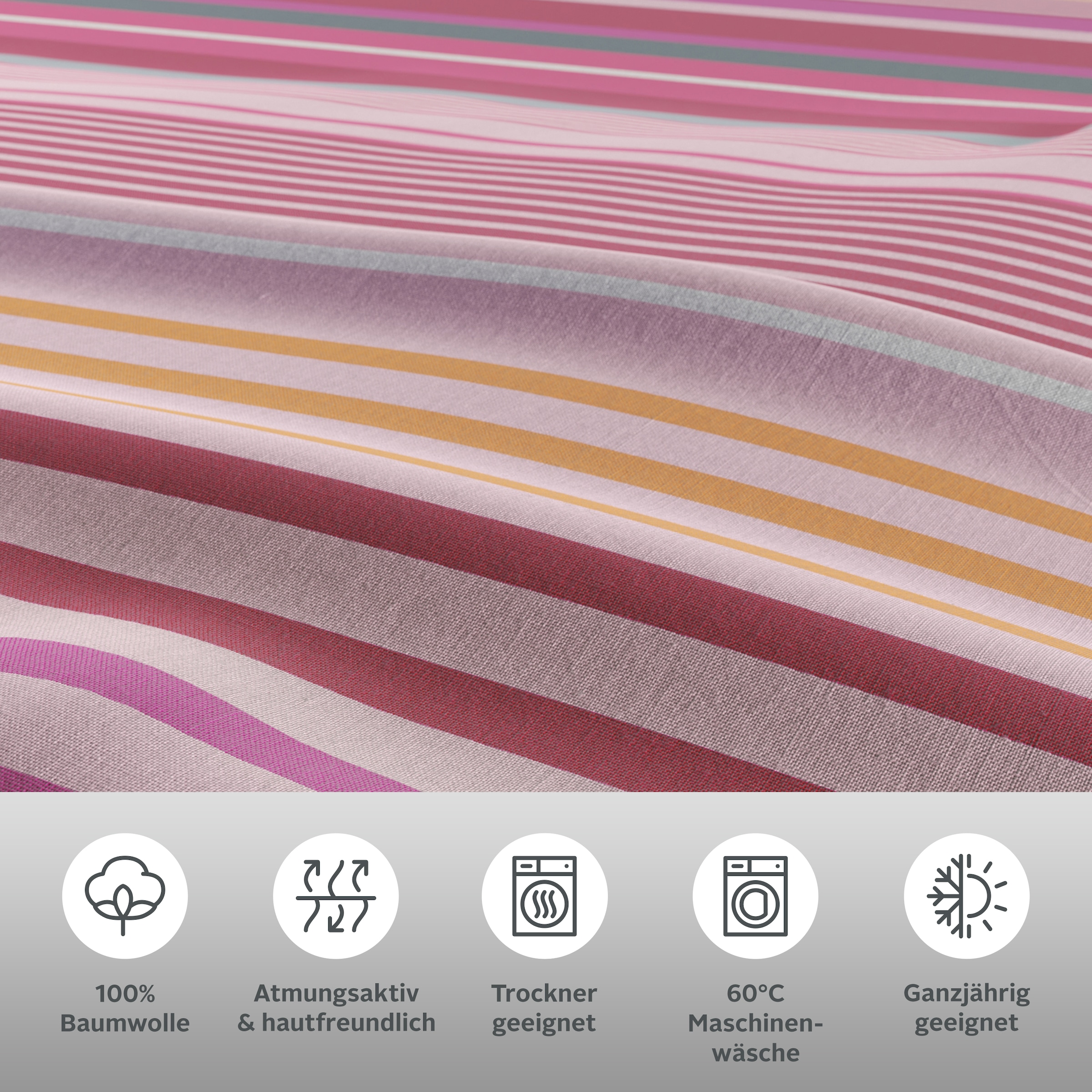 OTTO home Bettwäsche »Elvea« 2 Stk. in Gr. 135x200 oder 155x220 cm, 100% Baumwolle, Streifen