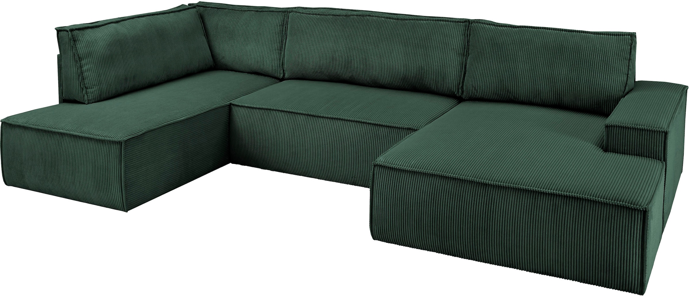 Home affaire Wohnlandschaft »SHERWOOD 329 cm, U-Form, Schlafsofa,«, Schlaffunktion m. Bettkasten (194x139 cm), Cord, Vintage, Samtvelours