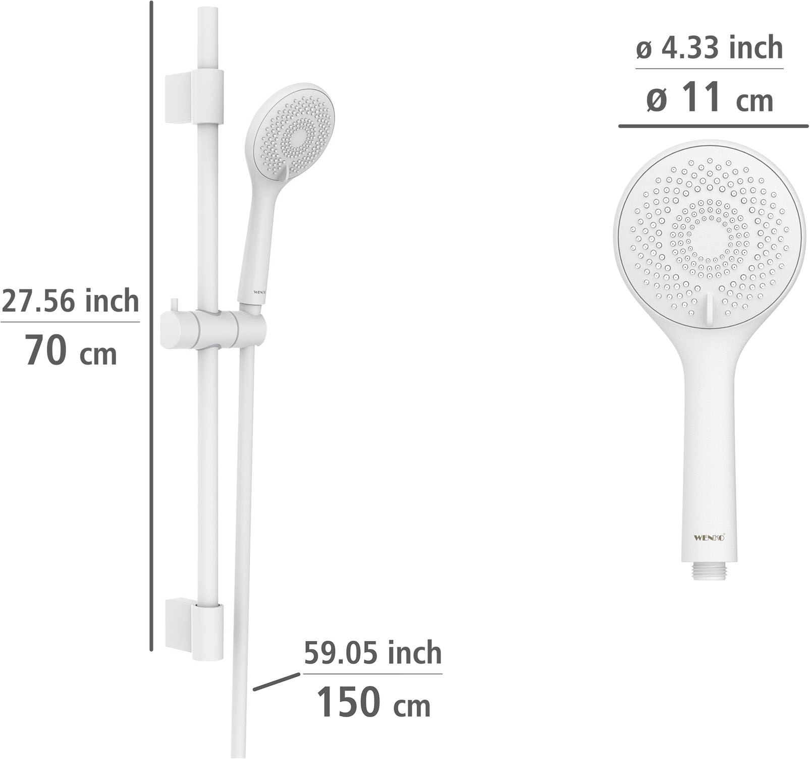 WENKO Stangenbrause-Set »Watersaving« Set, 6 Stk. tlg. Schwarz, Länge Stange: 70 cm