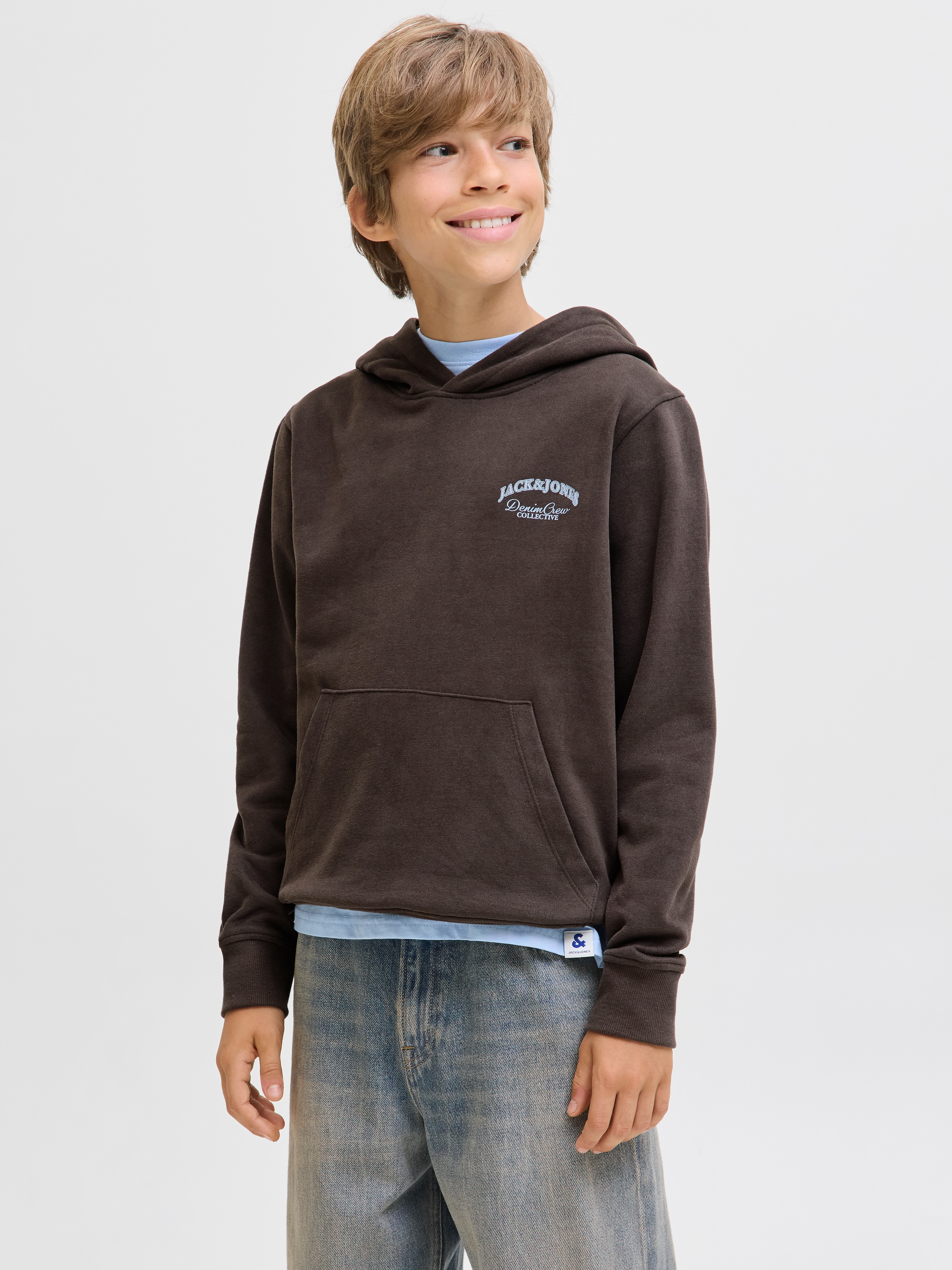 Jack & Jones Junior Kapuzensweatshirt »JJEBRANDES BACKP RELAXED SWEAT H SN JNR«, Baumwollmischung, relaxed fit
