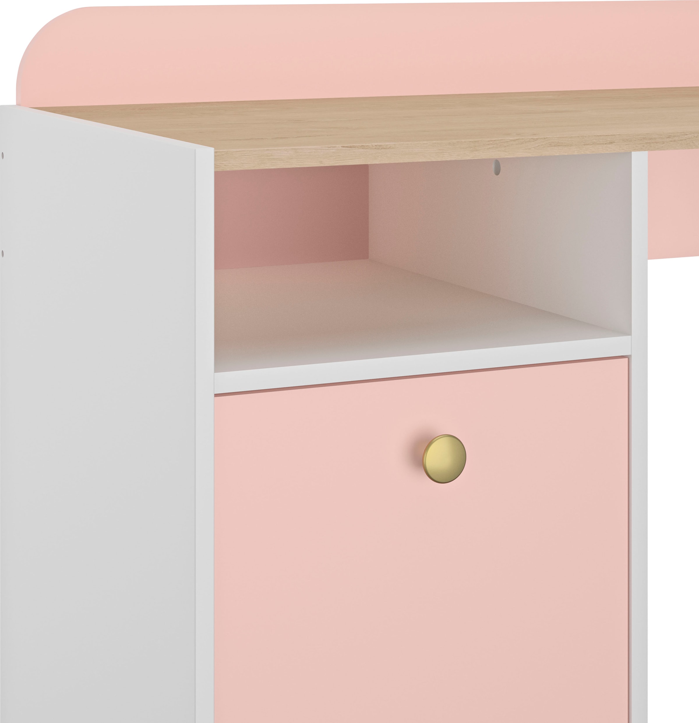 Gami Schreibtisch »Romy«, (1 und für Atmosphäre. bequem St.), eine bestellen feminine sanfte Elegantes Design