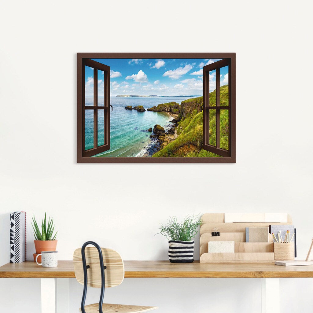 Artland Wandbild »Küstenweg in Nordirland durchs Fenster«, Meer Bilder, (1 St.)