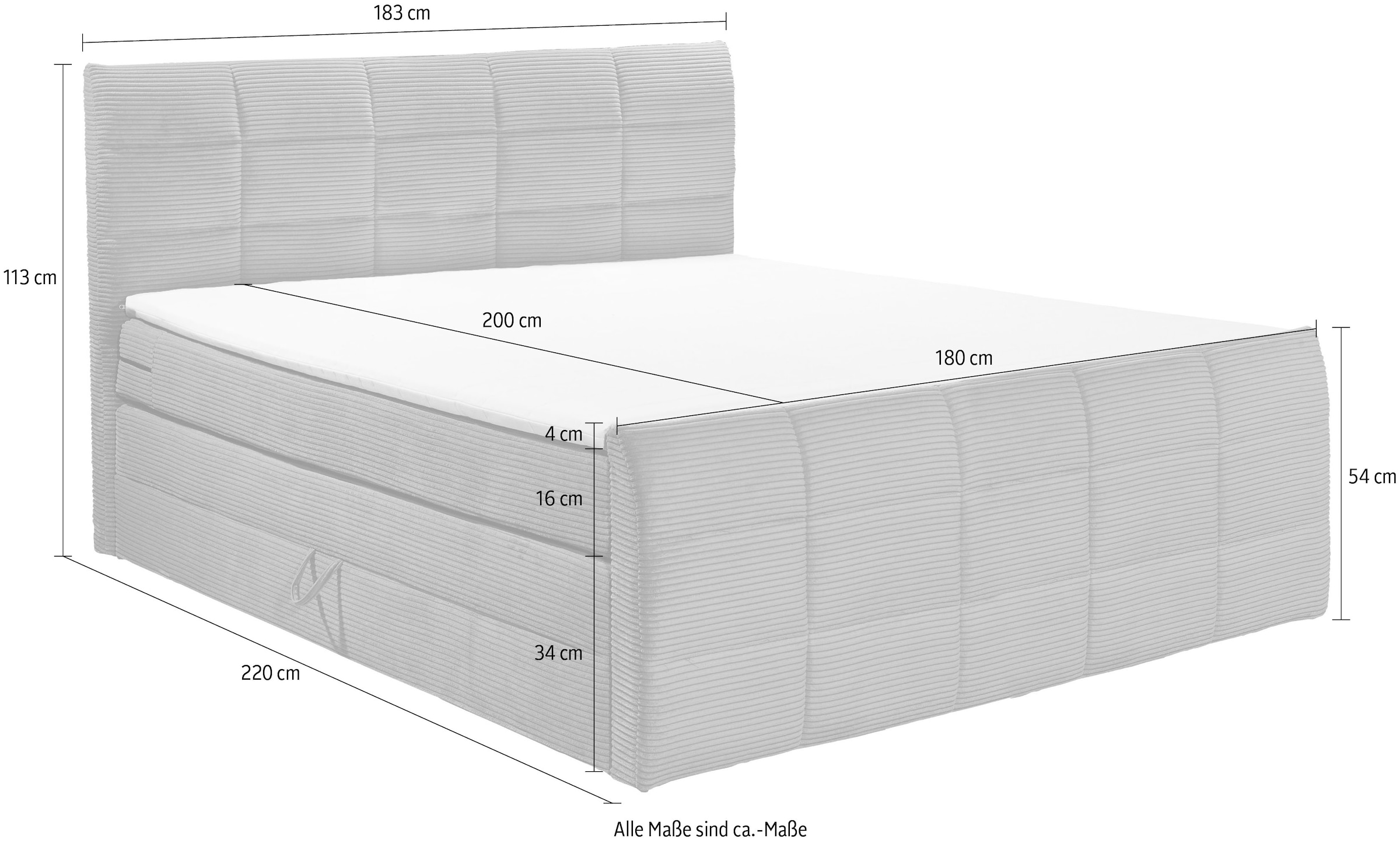ED EXCITING DESIGN Boxspringbett »Bolivia«, harte Seite mit Kokosmatte, weiche Seite mit Filzabdeckung