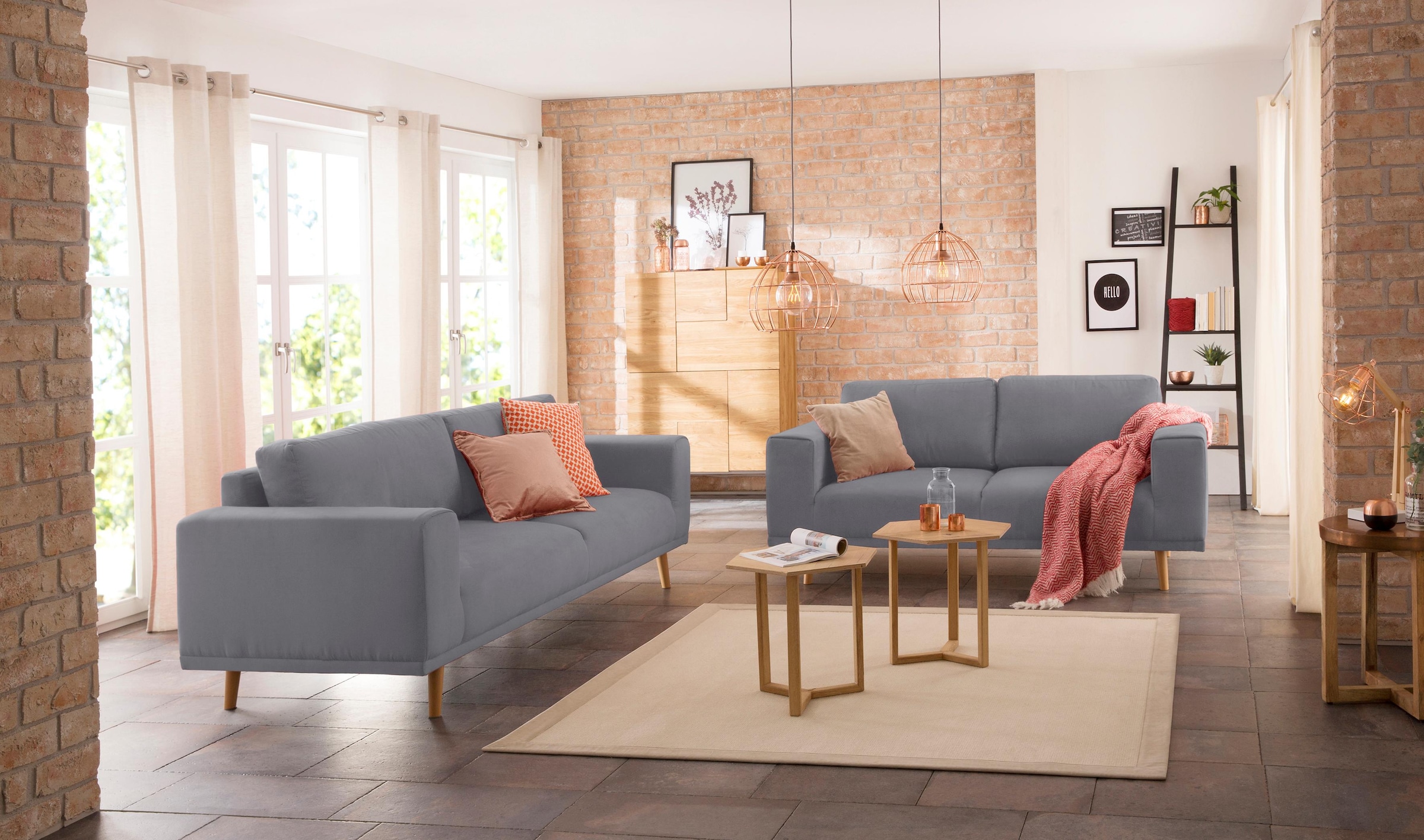 Home affaire 2-Sitzer »Lasse« im scandinavischem Stil mit Holzfüßen