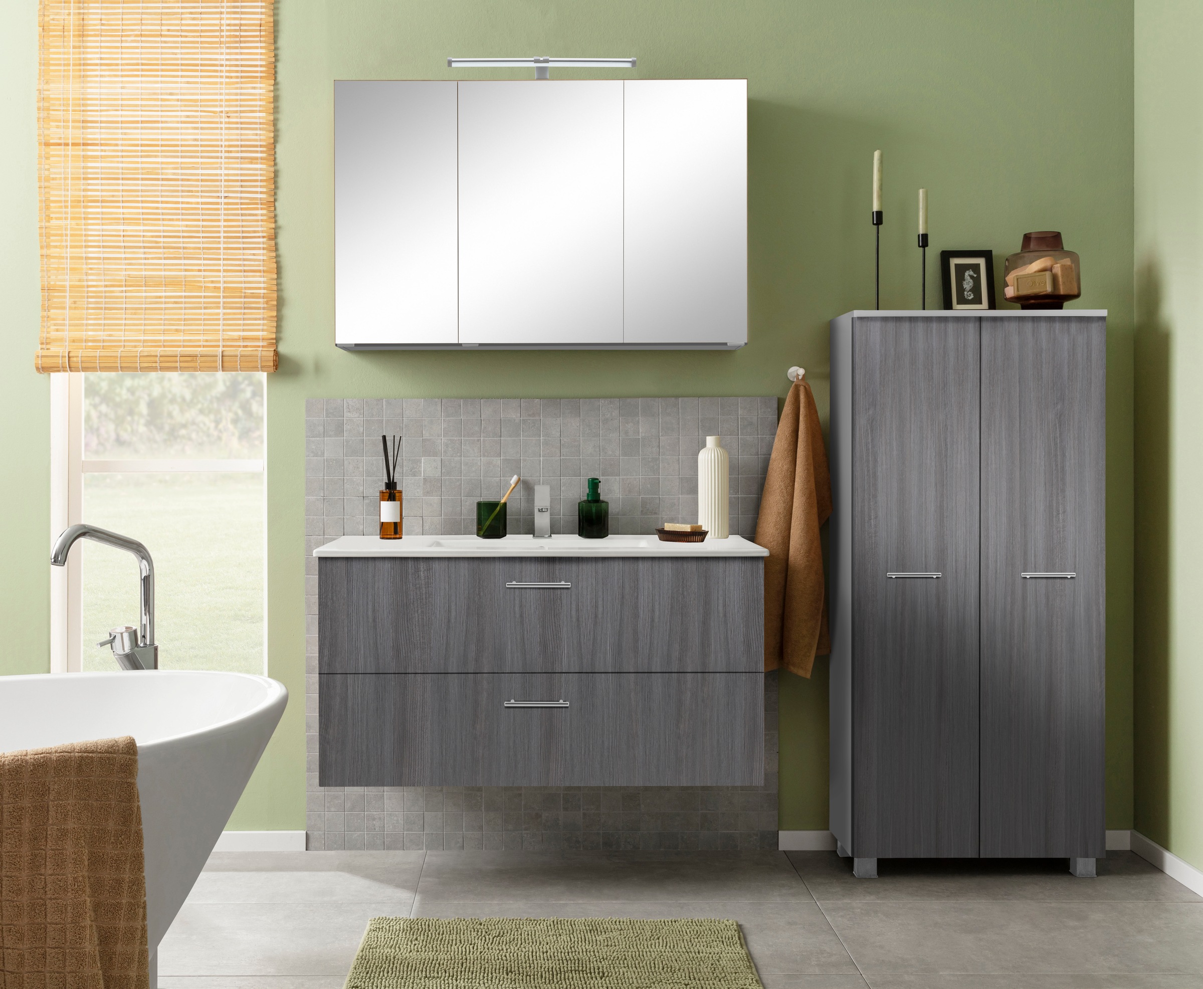 welltime Midischrank »Trento, verschiedene Ausführungen und Farben«, Badmöbel, Badschrank, 60 cm breit, 2 Türen, viel Stauraum
