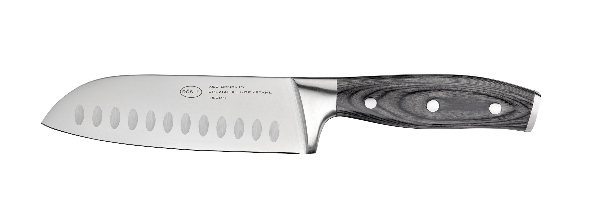 RÖSLE Santokumesser "WOLFGREY, klein, 15 cm, Griff Pakka"