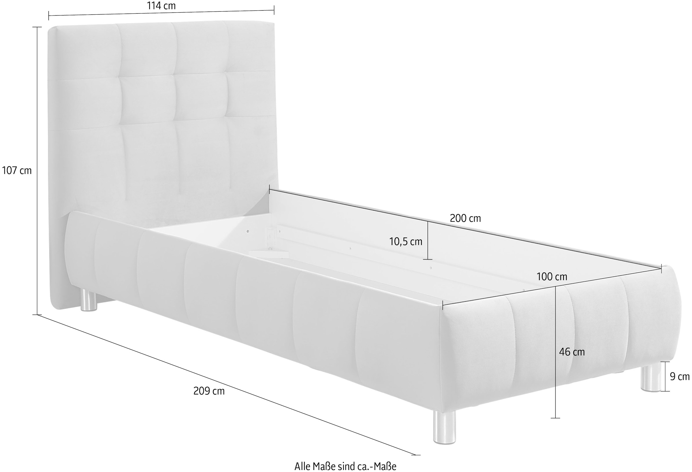 Maintal Polsterbett »Lalley« inkl. Bettkasten in H2,H3,H4 und 3 Matratzen Ausführungen erhältlich