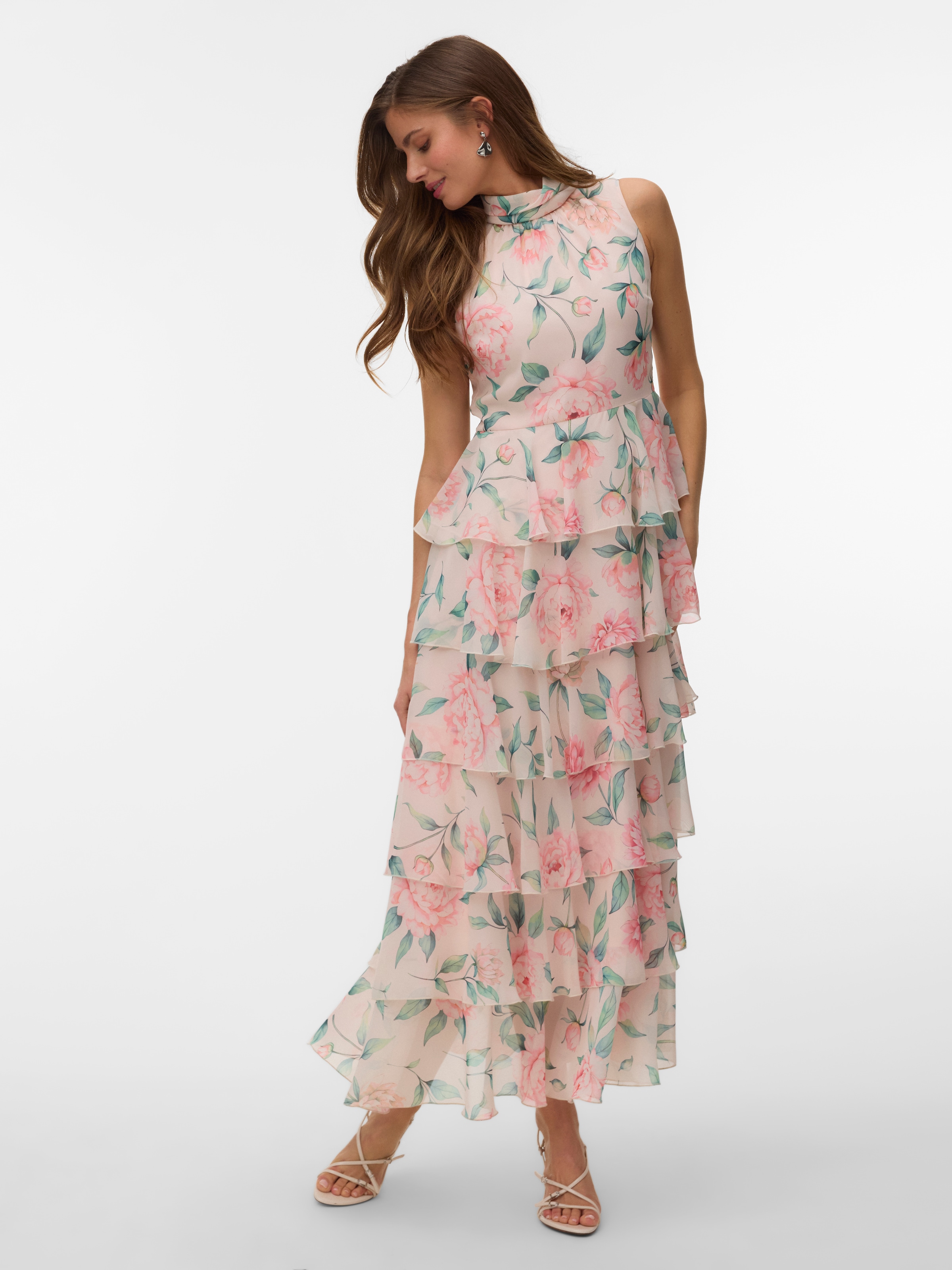 Vero Moda Maxikleid »VMFELICIA SL HIGHNECK RUF MAXI DRESS EXP« Kunstfaser