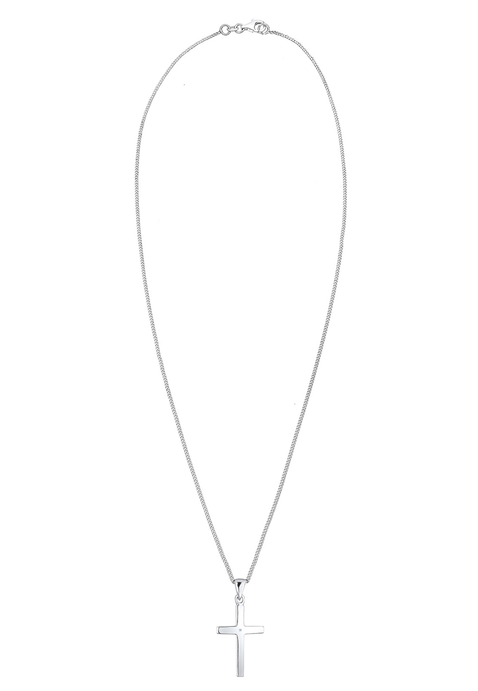 Elli DIAMONDS Silberkette »Halskette Kreuz Glaube Diamant (0.005 ct) Basic 925 Silber«