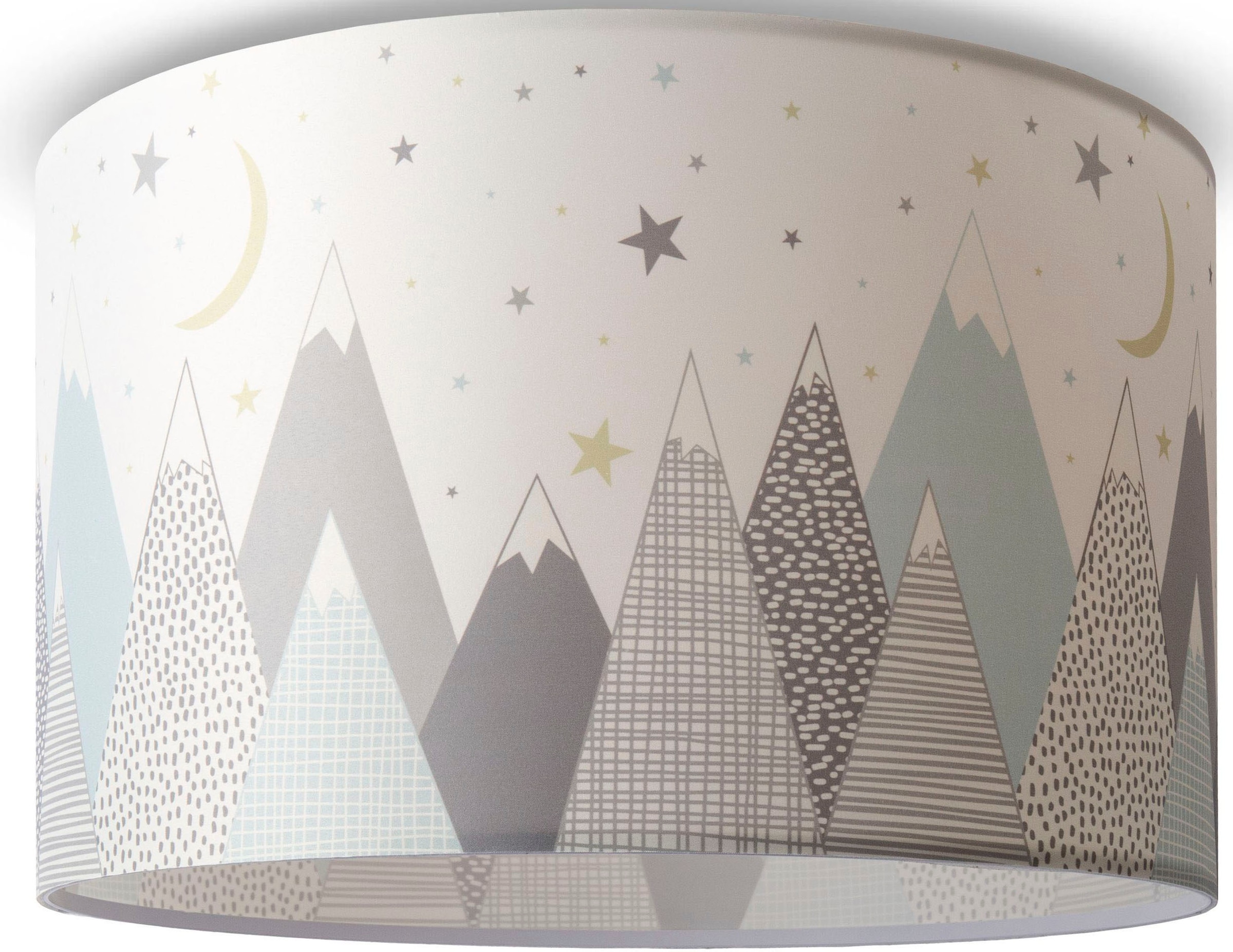 Paco Home Deckenleuchte »Hugo Cosmo«, Kinderzimmer Stoffschirm Kinderlampe  Deckenleuchte Berge Mond Stern online kaufen | mit 3 Jahren XXL Garantie