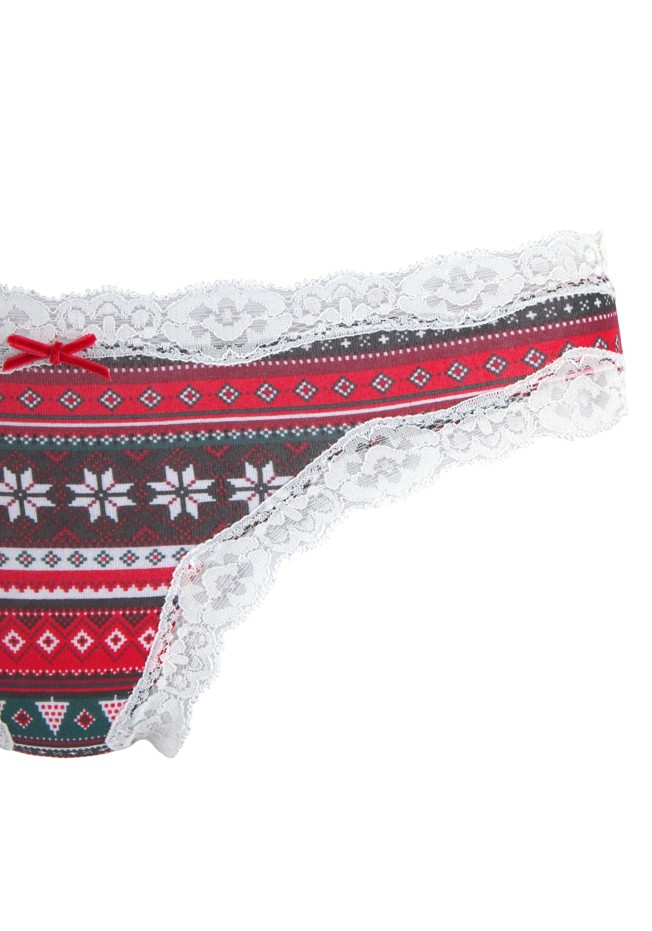 LASCANA String »X-Mas«, (Packung, 3 St.)