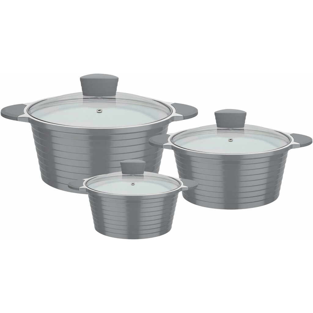 GSW Topf-Set »Bolero«, Aluminiumguss, (Set, 6 tlg., 1x Kochtopf Ø 16 cm, 1x Kochtopf Ø 20 cm, 1x Kochtopf Ø 24 cm)