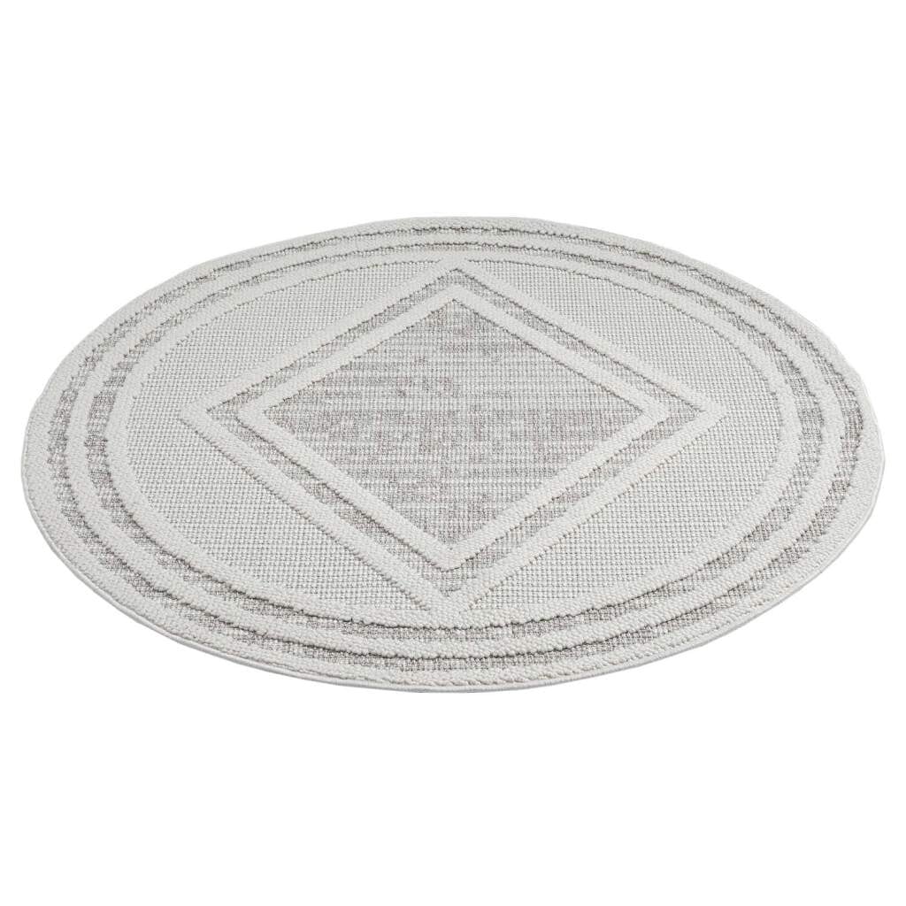 Carpet City Teppich »LINDO 8853«, rund, 11 mm Höhe, Kurzflor, Hochtief-Muster/ 3D-Effekt, Boho-Stil, Wohnzimmer