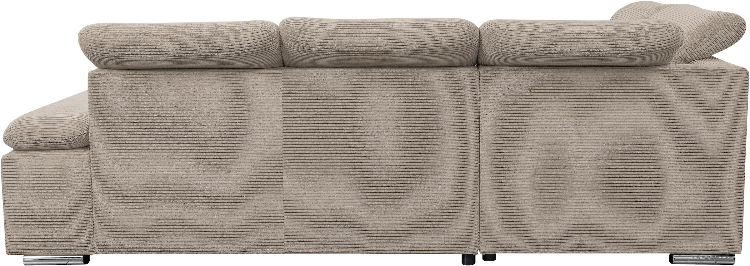WERK2 Ecksofa »Alicante Cord, inkl. Bettfunktion & Bettkasten, Breite 280cm, L-Form« Schlafsofa mit Bettkasten & verstellbaren Kopfstützen.