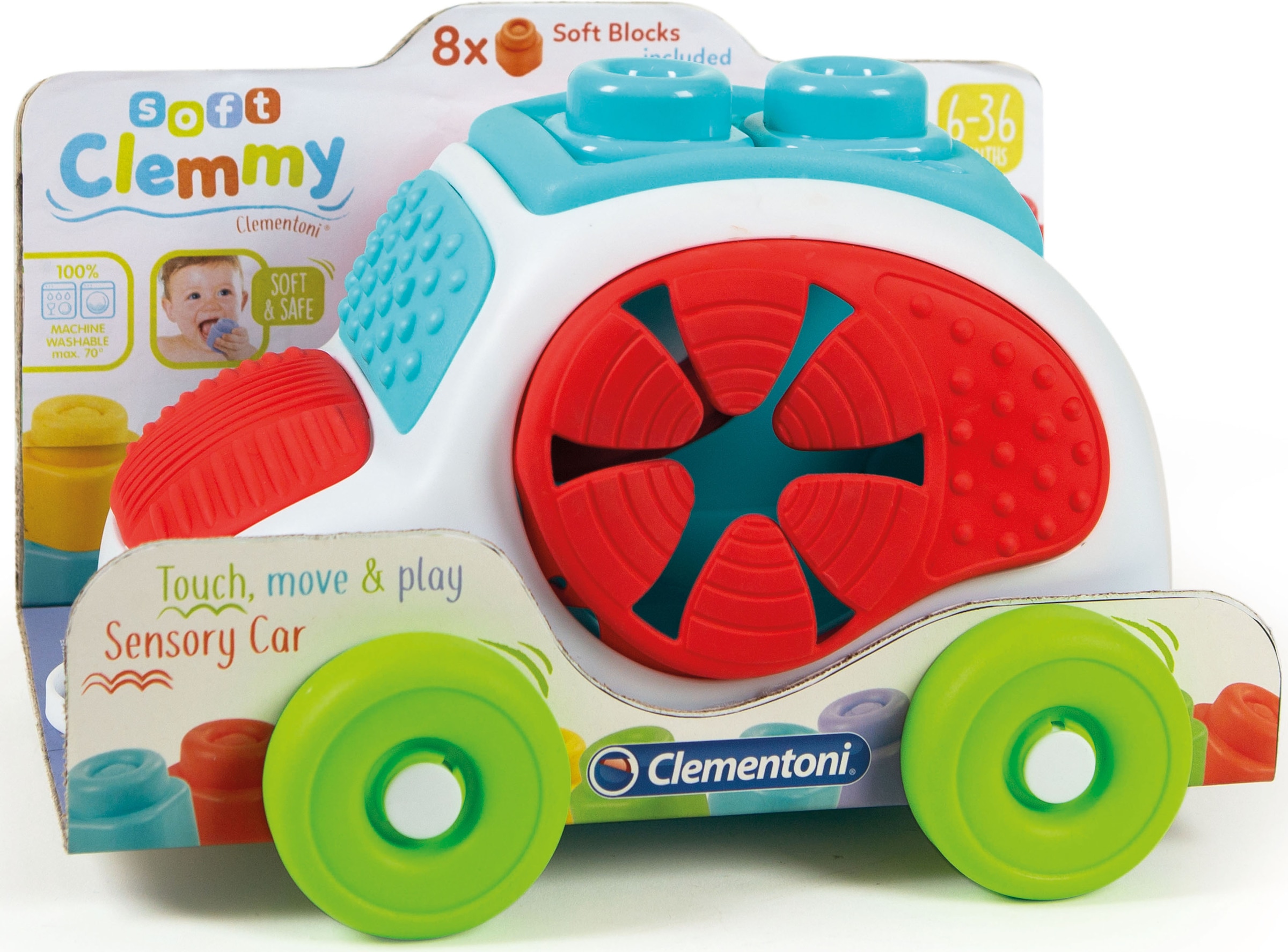 Clementoni® Spielbausteine »Clemmy Soft, Sensorisches Auto«, (9 St.), Made in Europe