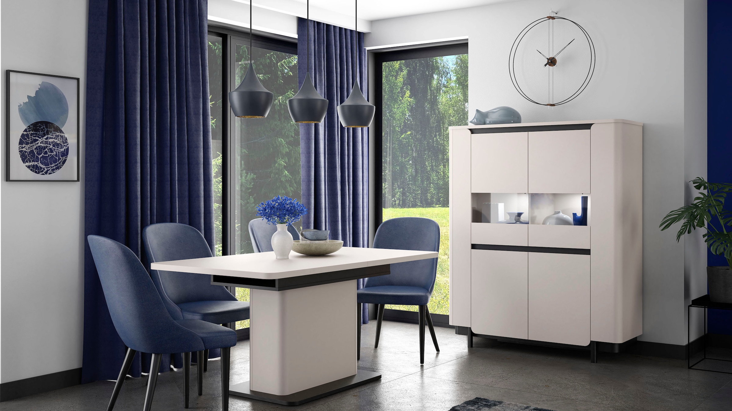FORTE Vitrine »Vodol«, Highboard, Glatüren, abgerundete Kanten