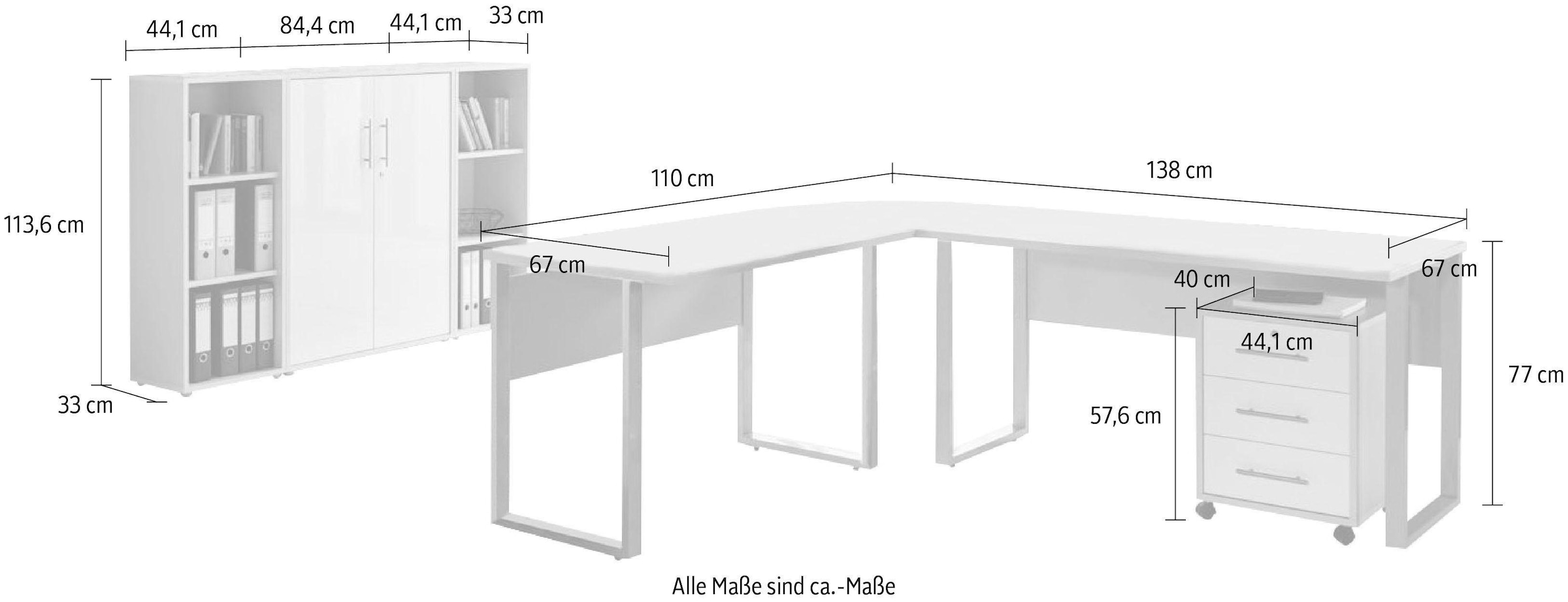 BMG Möbel Büro-Set »Tabor Office 2«, (Set, 6 tlg.)