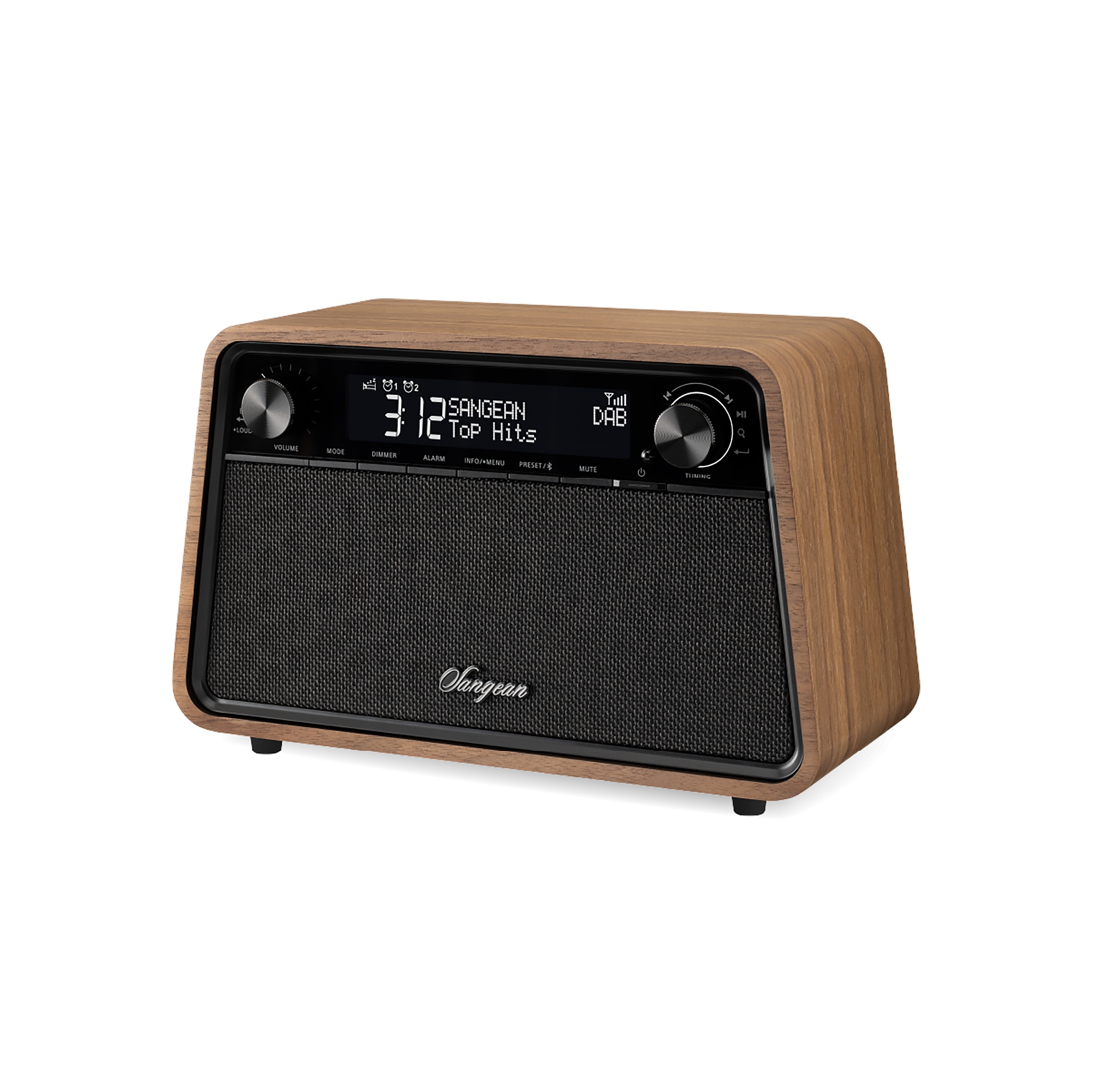 Sangean Retro-Radio »WR-201D«, (A2DP Bluetooth-AVRCP Bluetooth Digitalradio (DAB+)-FM-Tuner mit RDS), DAB+, Bluetooth, USB-C Ladeanschluss, Fernbedienung