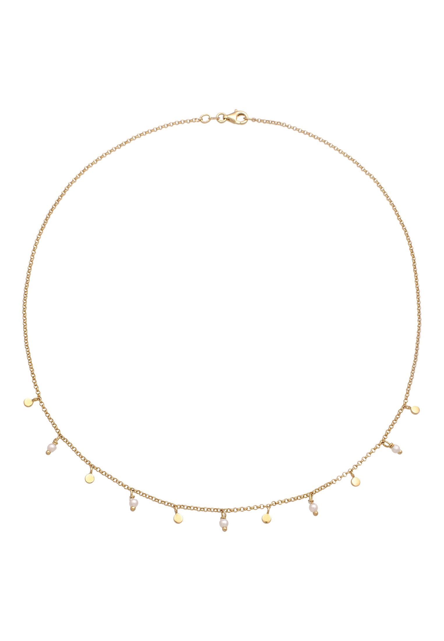 Elli Silberkette »Halskette Plättchen Perlen Modisch Elegant 925 Silber vergoldet«