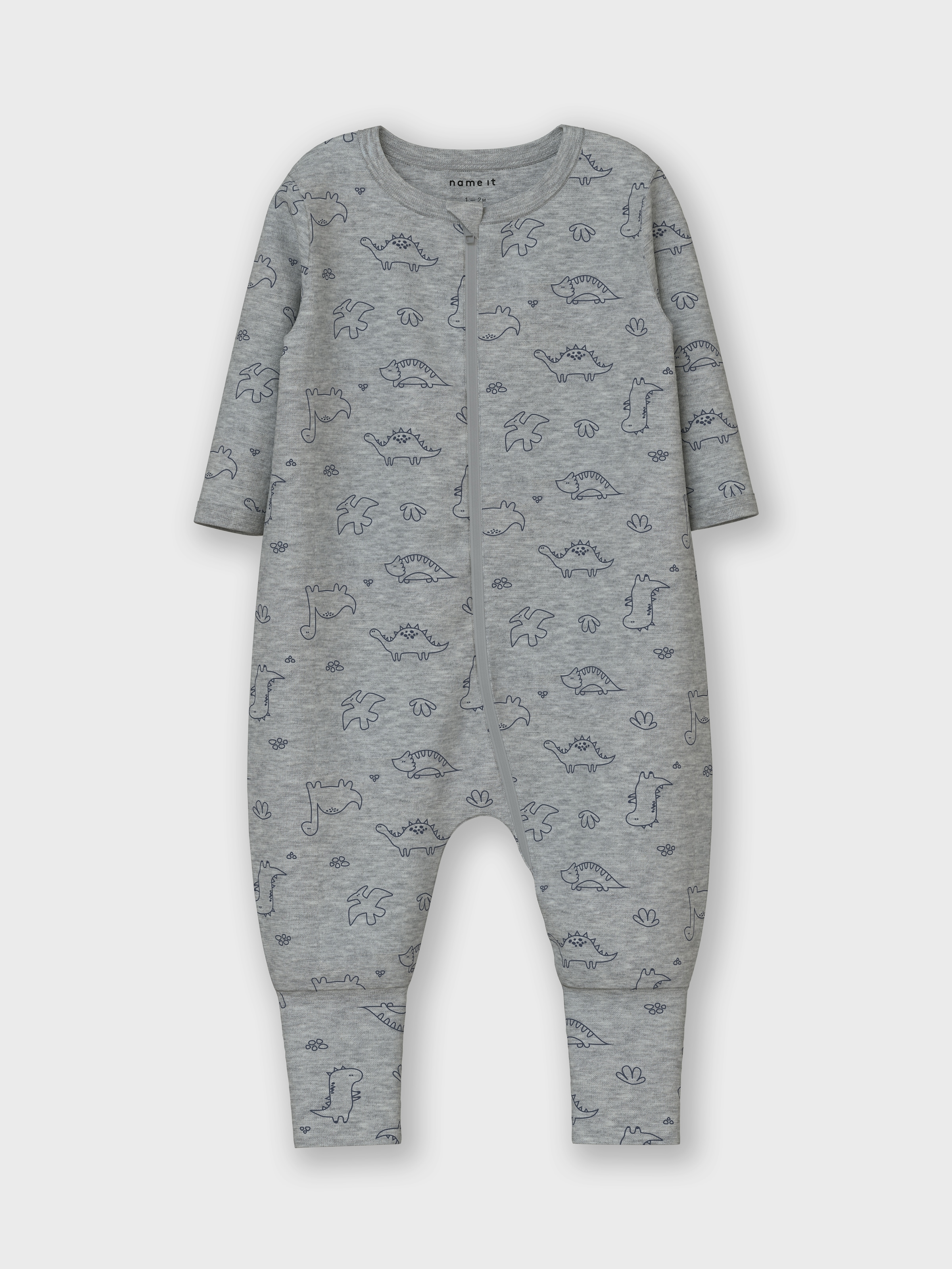 Name It Schlafanzug »NBMNIGHTSUIT 2P ZIP FF GREY DINO NOOS«, (Packung, 2 tlg.)