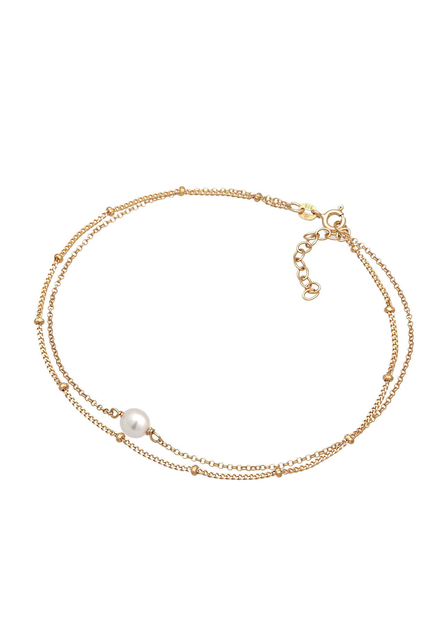 Elli Fußkette »Fußschmuck Muschelkernperle Kugelkette Layer 925 Silber«